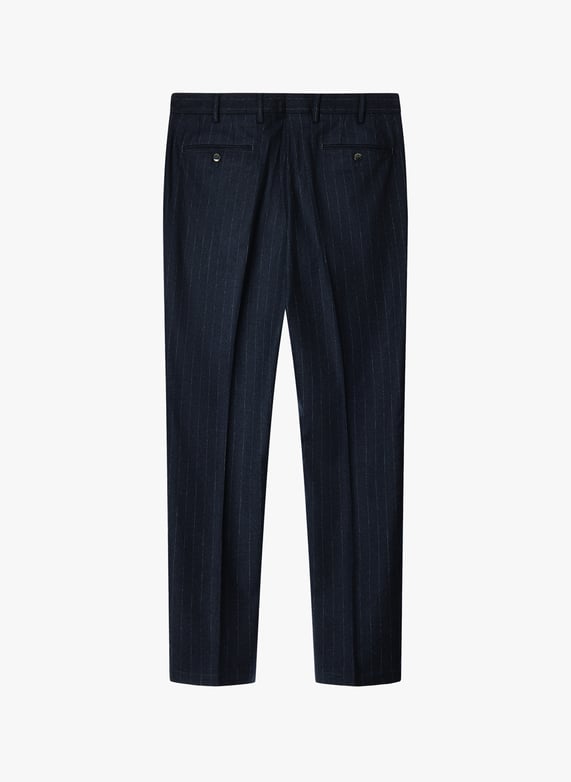 Pantalon droit rayé en laine | Bleu by FACONNABLE Pantalon droit rayé en laine Bleu