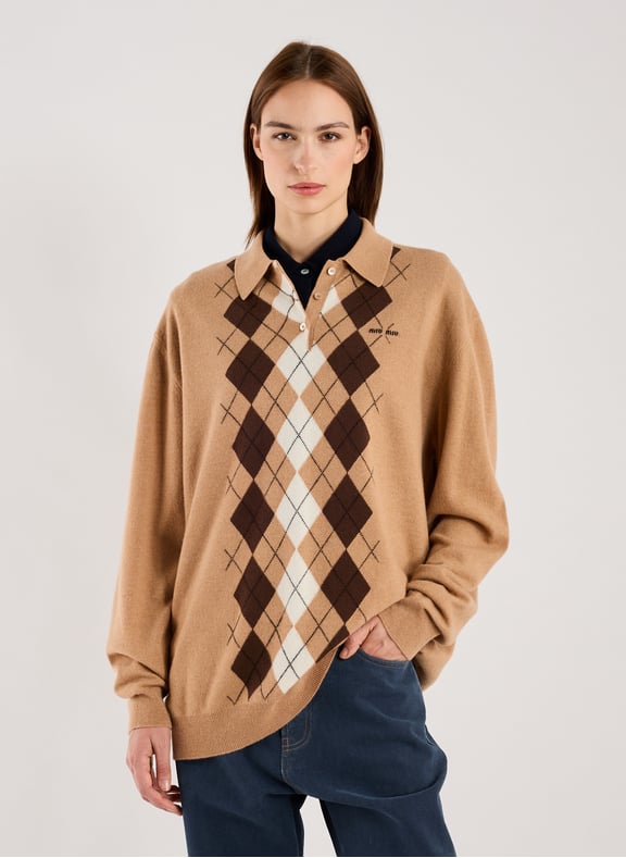 Pull polo en cachemire Multicolore by MIU MIU MIU MIU Pull polo en cachemire Multicolore