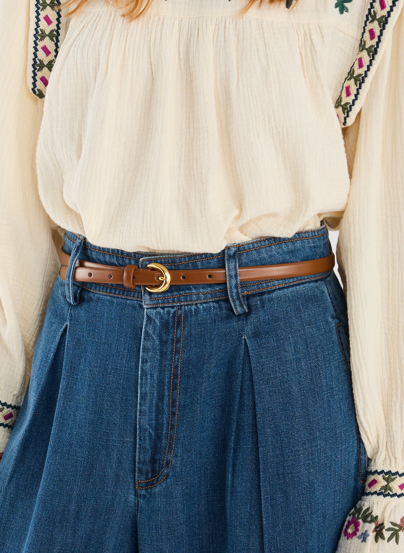 Ceinture fine en cuir SAISON 1865 Marron