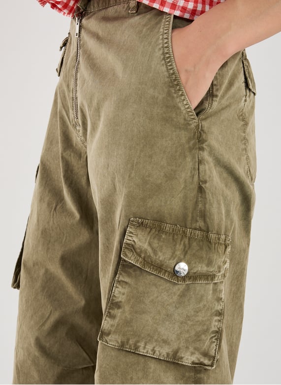 Cargo délavé en coton | Kaki by GANNI Cargo délavé en coton Kaki