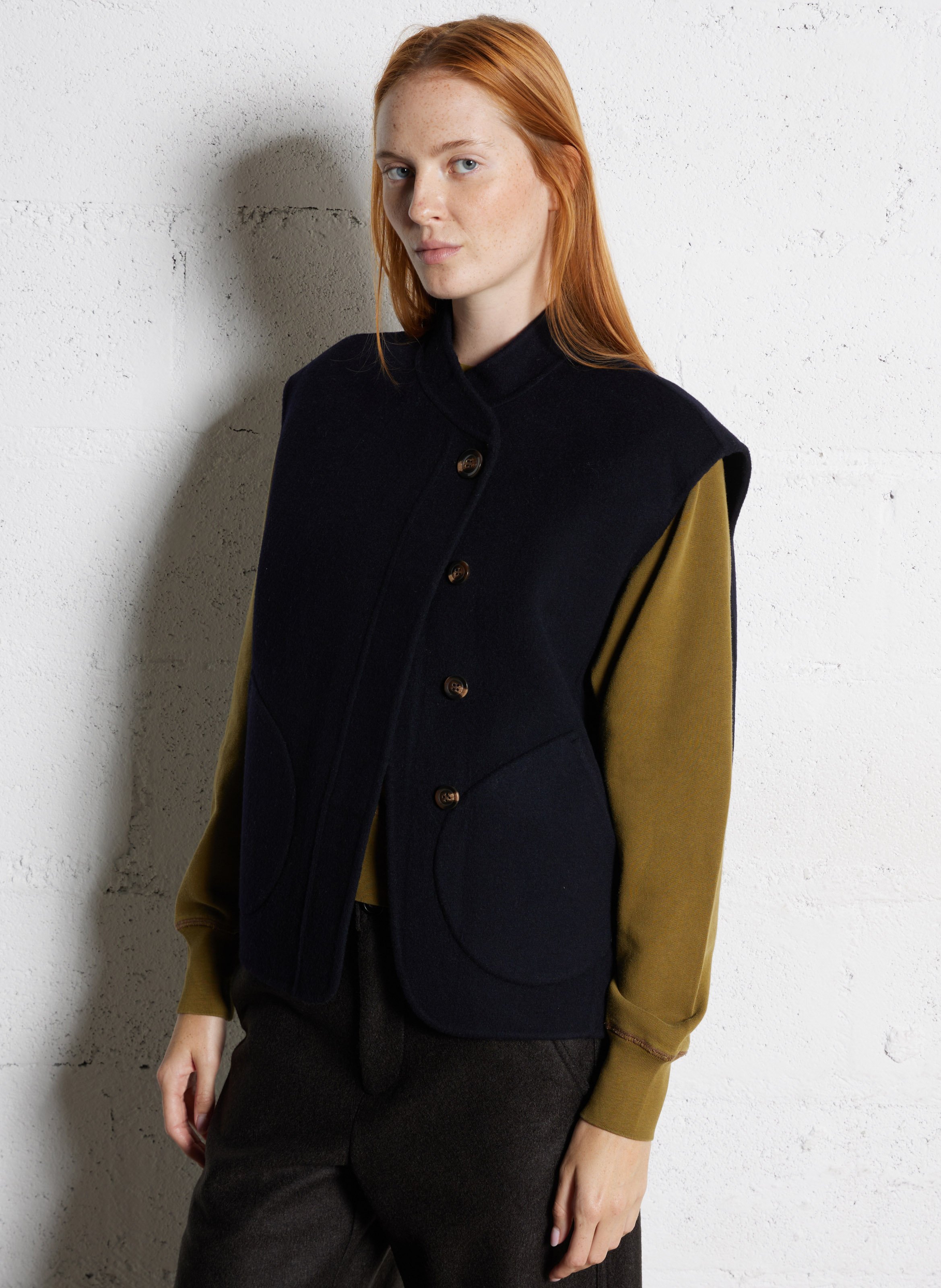 Blouson court sans manches en laine mélangée adeline SOEUR Bleu