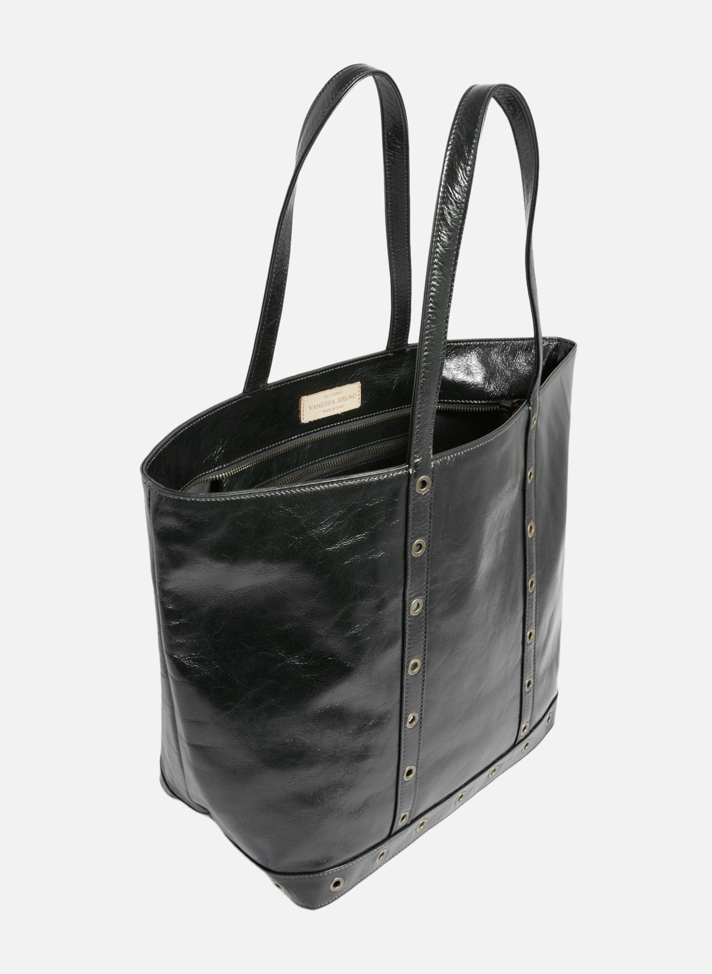 Cabas L en cuir Noir