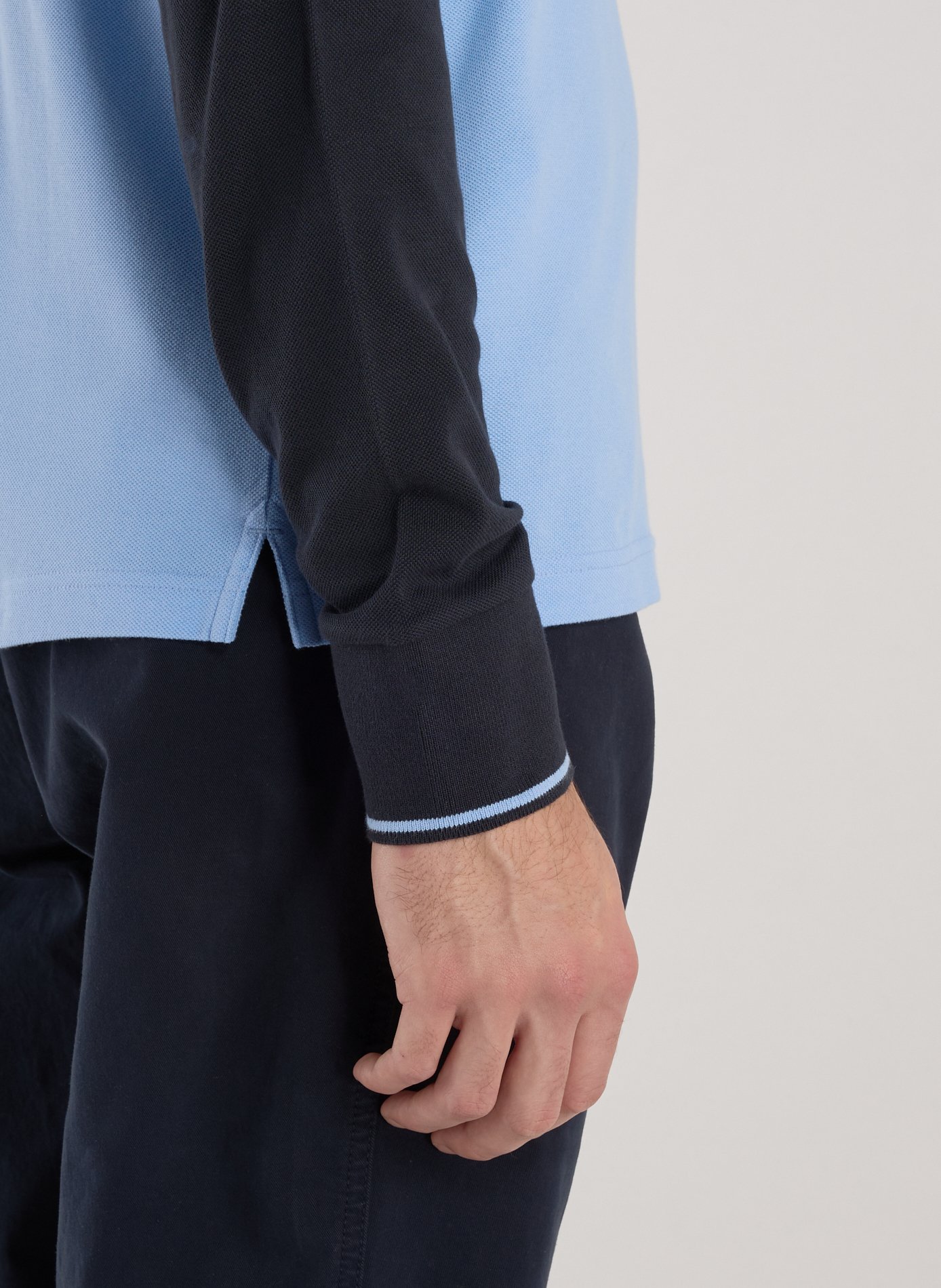 Long-sleeved cotton polo shirt EDEN PARK Blue