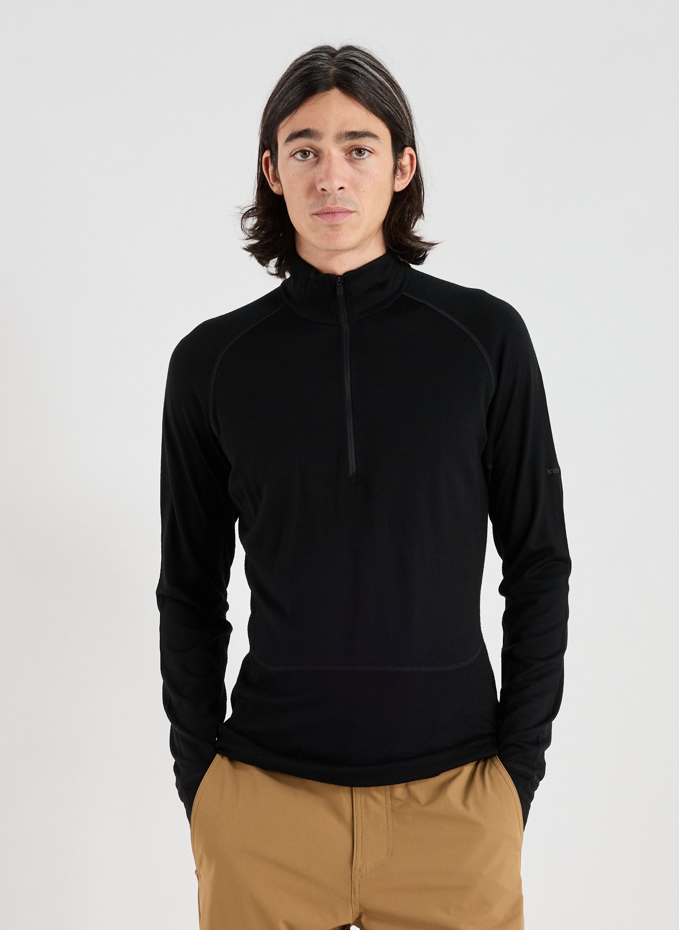 ICEBREAKER Pull col zippé en laine Noir