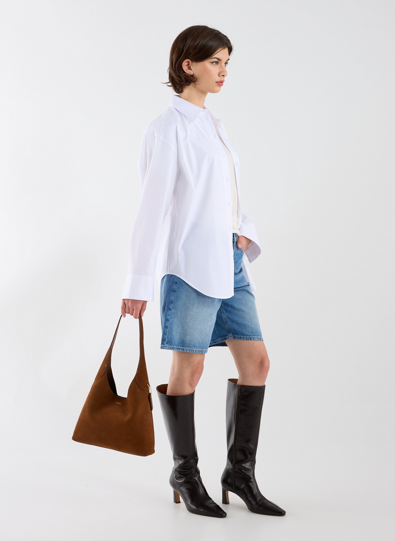 Chemise droite en coton mélangé CALVIN KLEIN Blanc