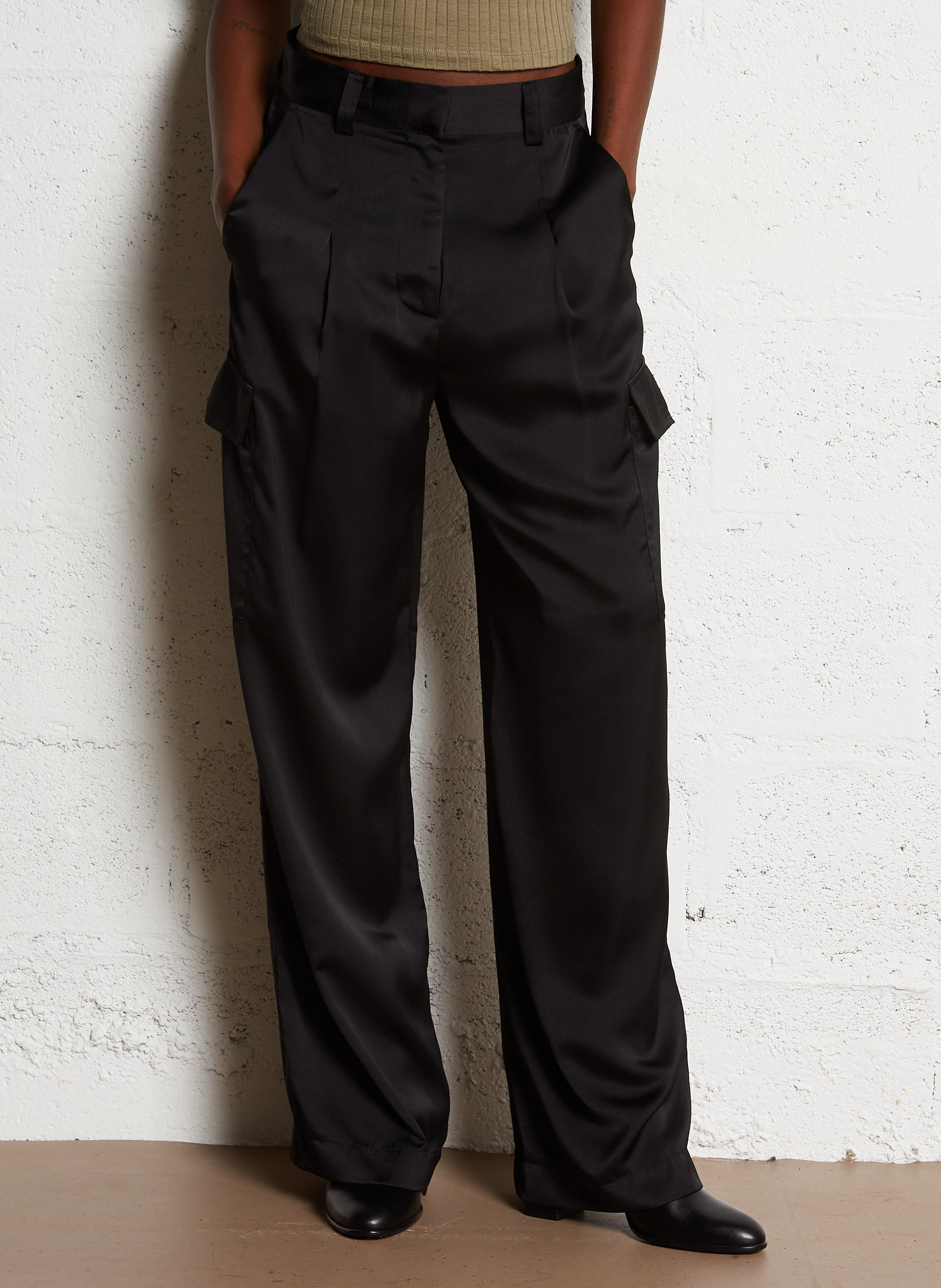 Pantalon large taille haute cary BA&SH Noir