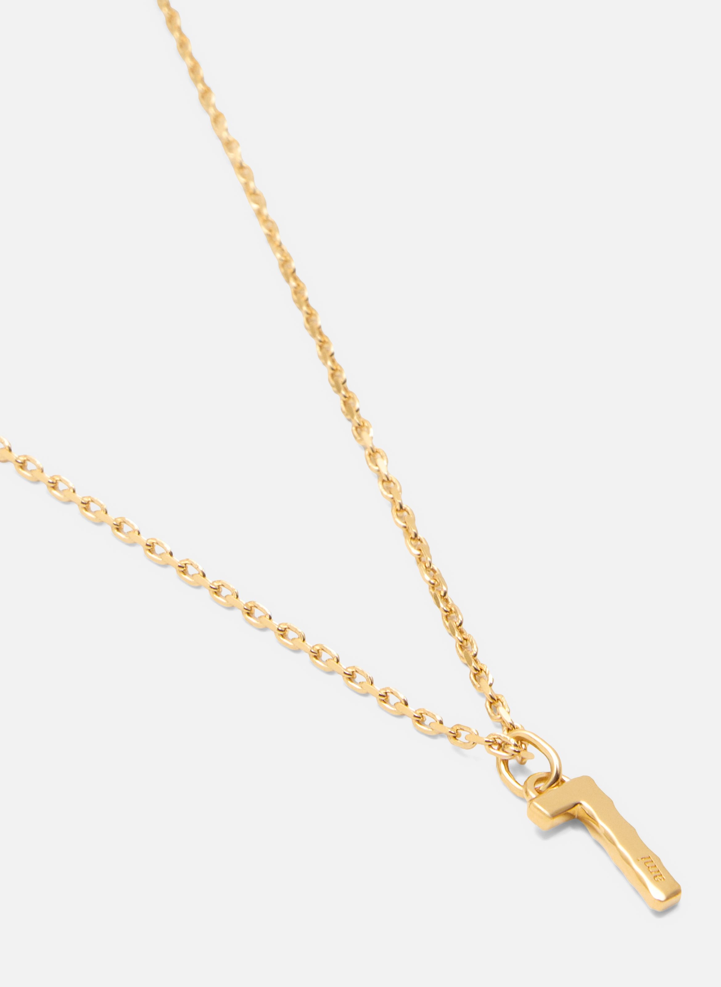 Collier martelé doré pendentif "7" unisexe en laiton AMI PARIS Jaune