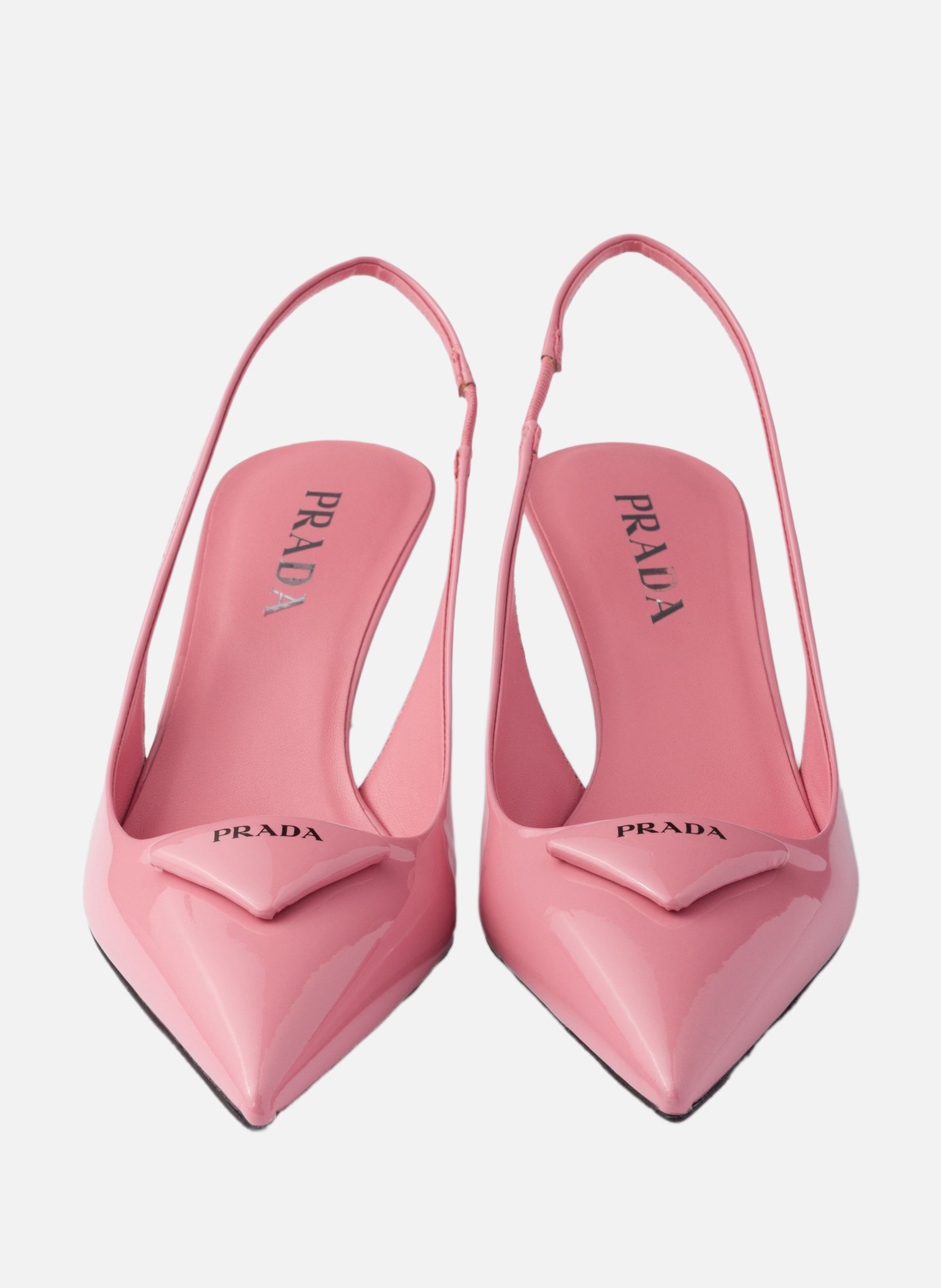 Escarpins à bride arrière en cuir verni PRADA Rose