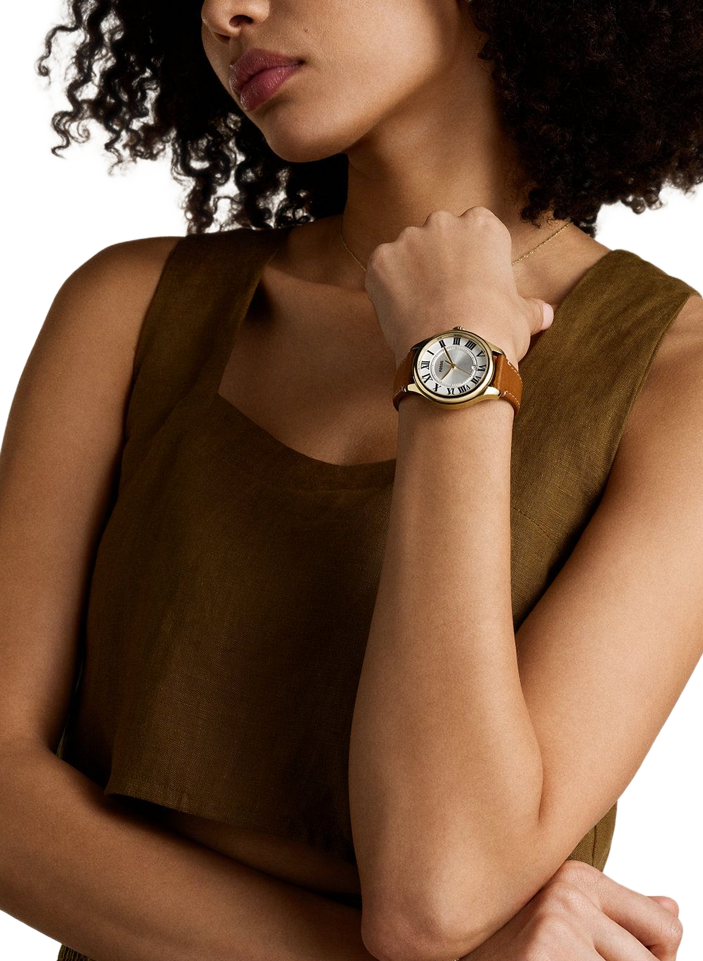 Montre quartz bracelet en cuir FOSSIL Argent