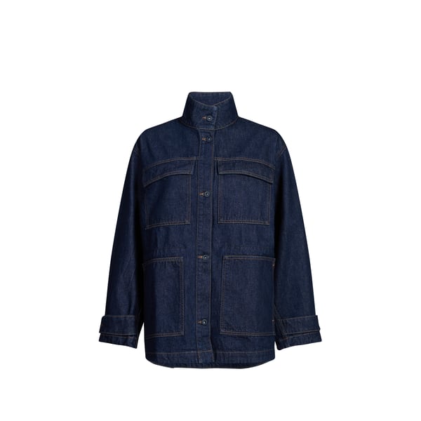 Veste denim à col montant en coton Veste denim à col montant en coton