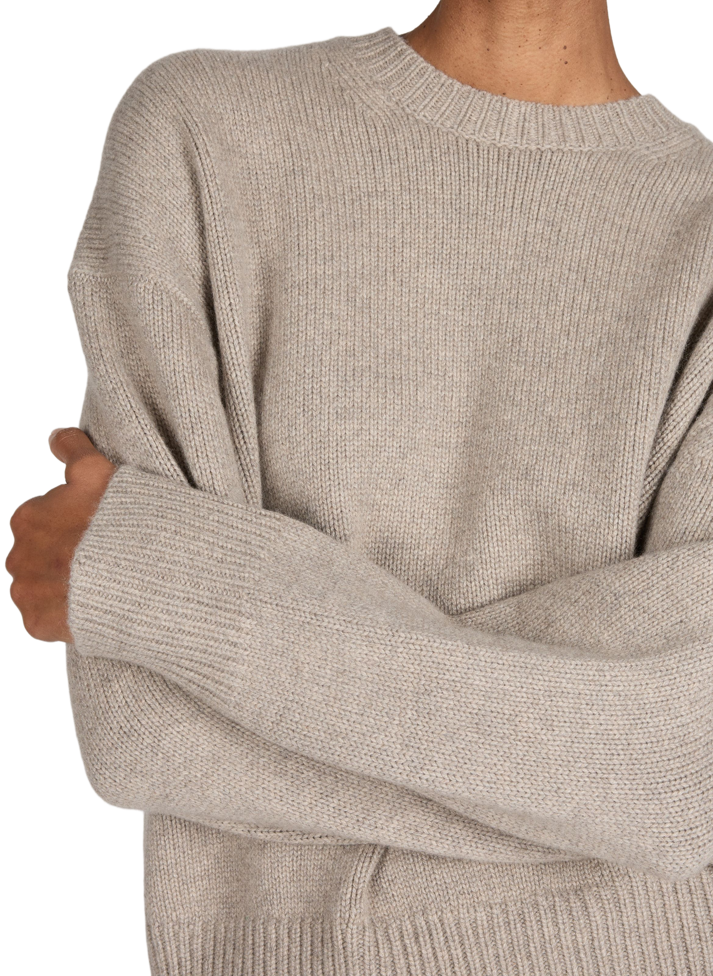 Ribbed round neck cashmere sweater LOULOU DE SAISON Beige