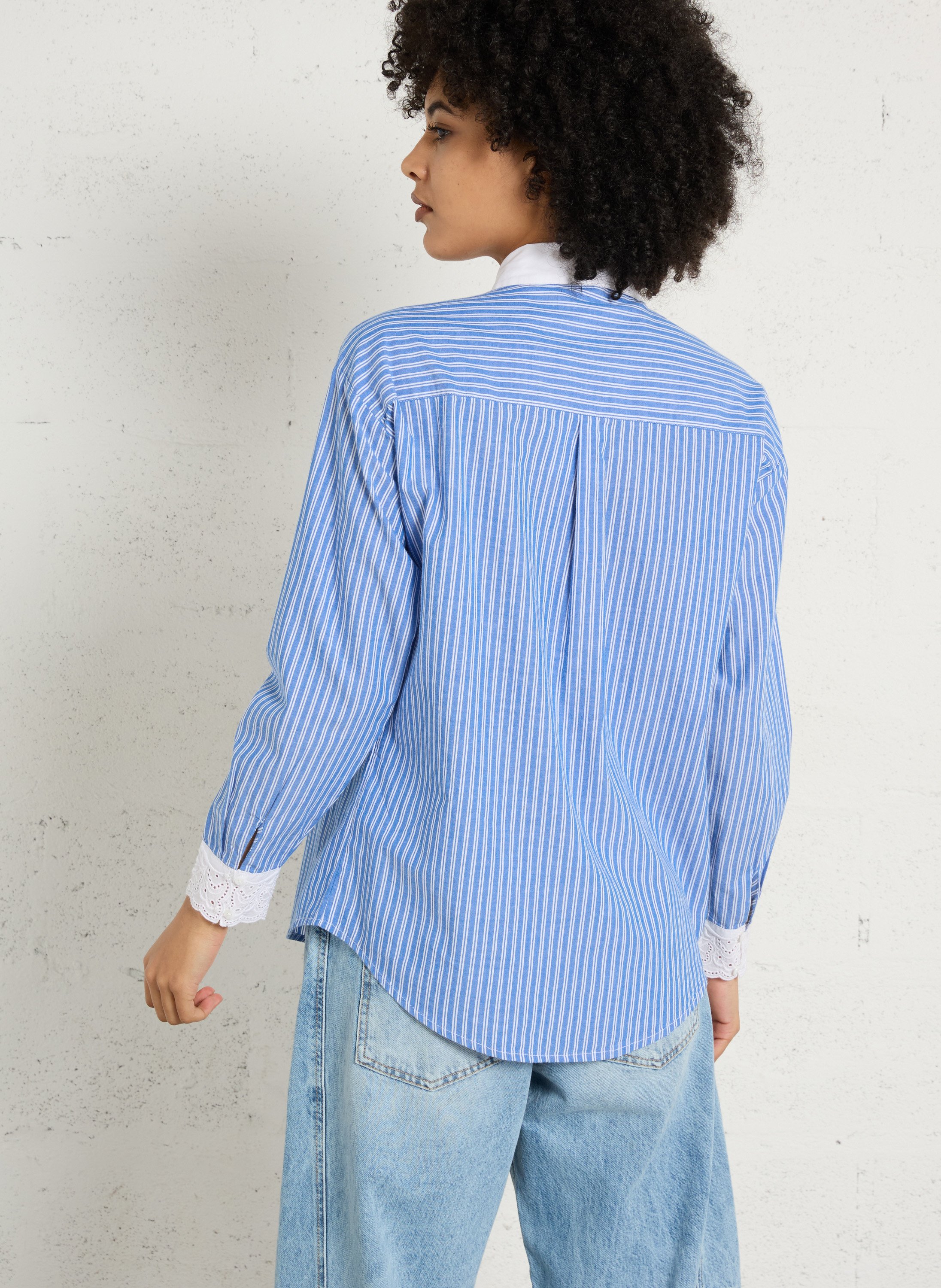 Chemise droite col classique en coton rayé divine MAISON 123 Bleu