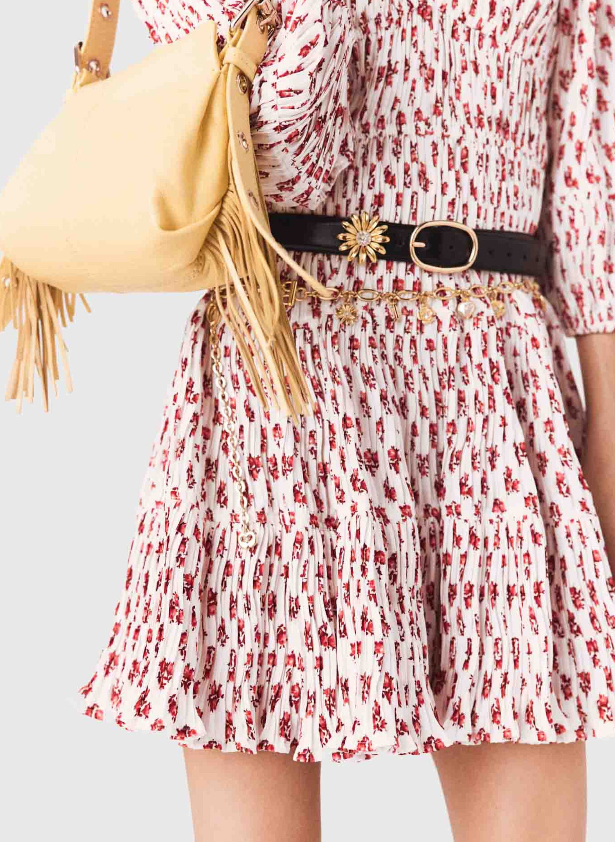 Robe courte col v imprimée MAJE Rouge