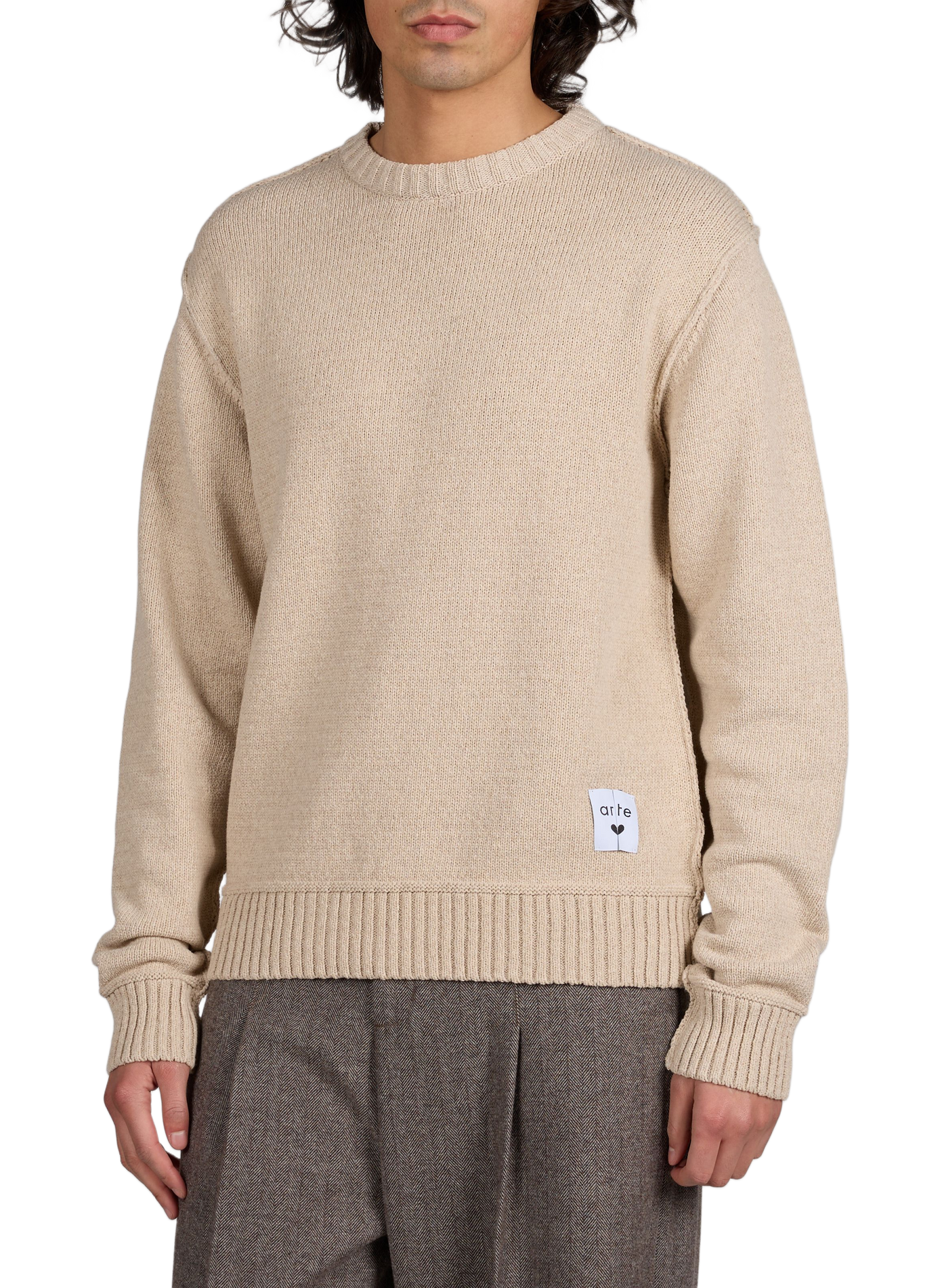 Pull à col rond en coton mélangé ARTE ANTWERP Beige