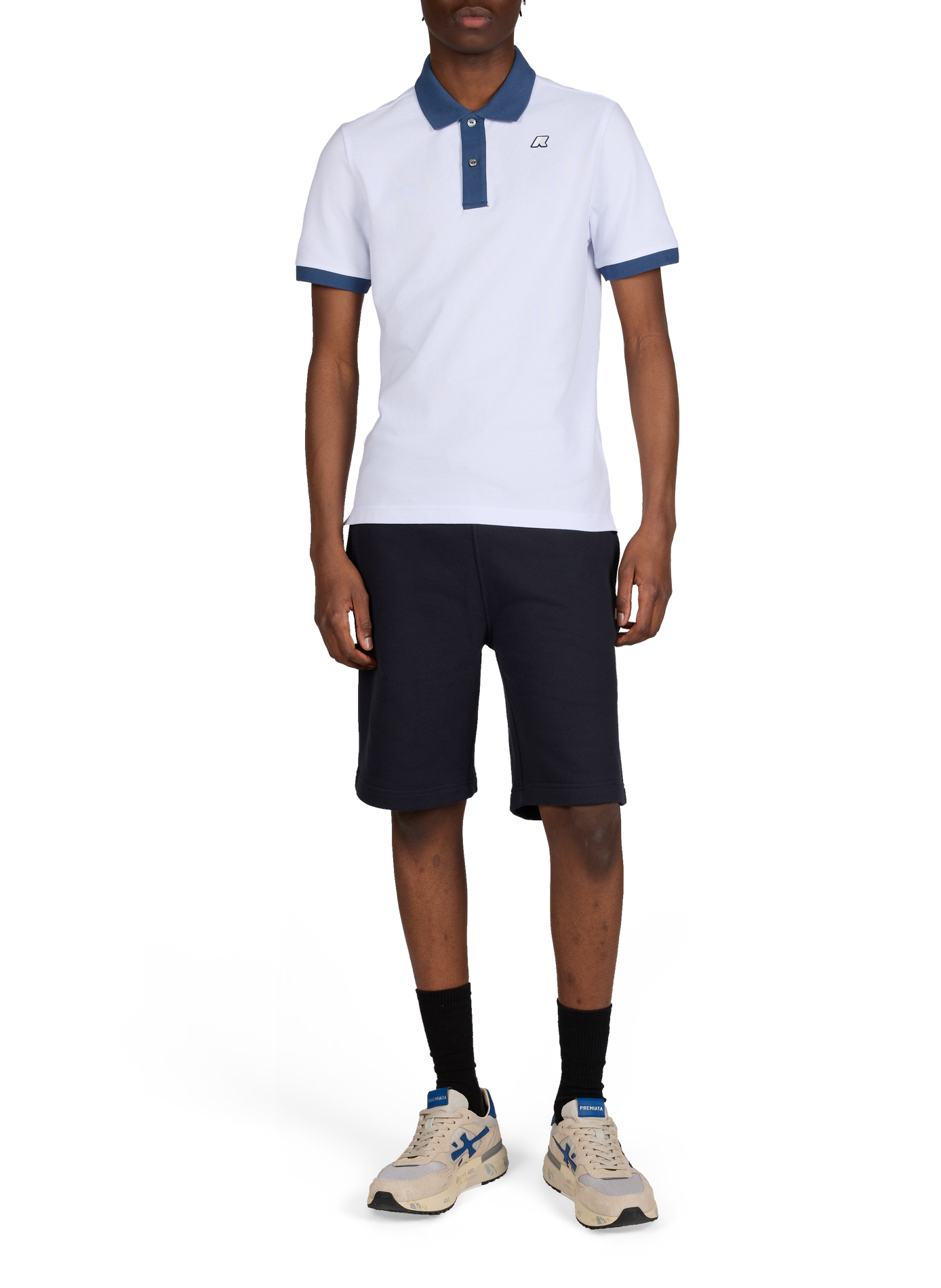 Short à cordons en coton mélangé K-WAY Bleu