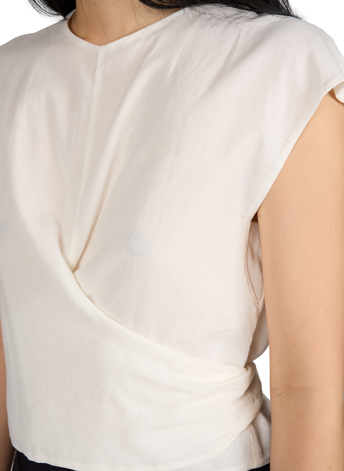 Sleeveless Marlon top with tie in cotton TELA White