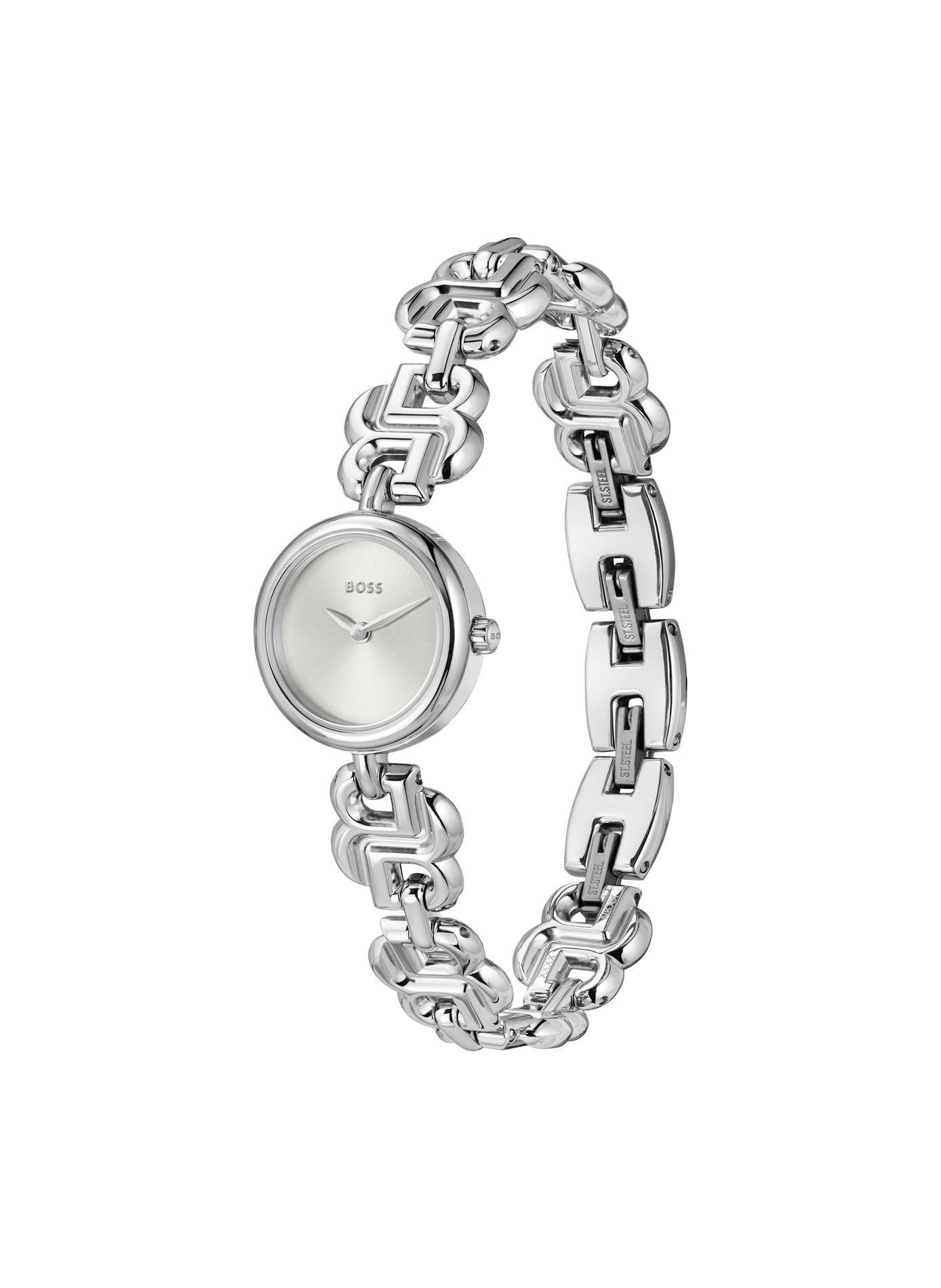 Montre quartz Double B Dressy en acier inoxydable BOSS MONTRES Blanc
