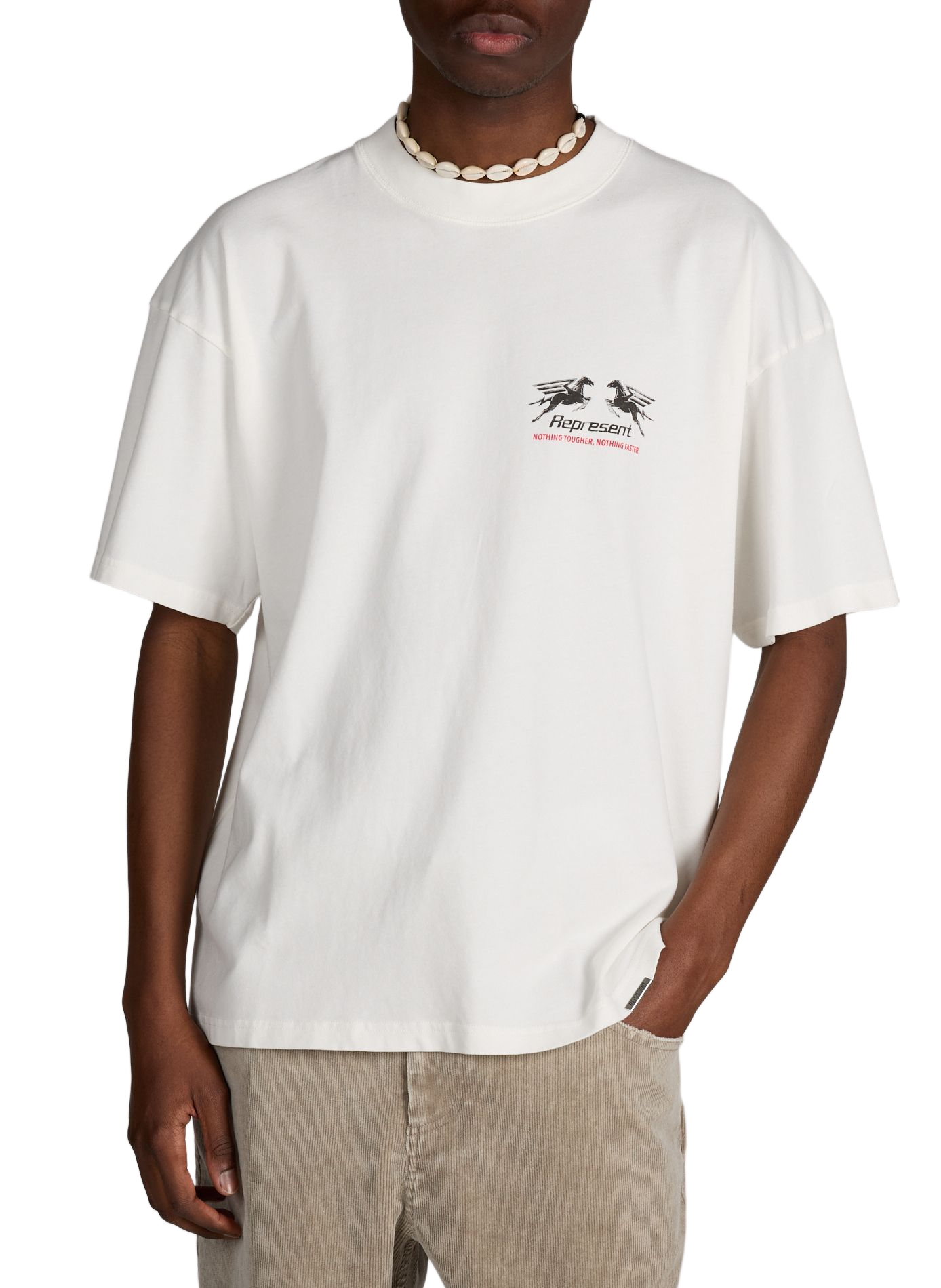 Biker-style cotton t-shirt REPRESENT White