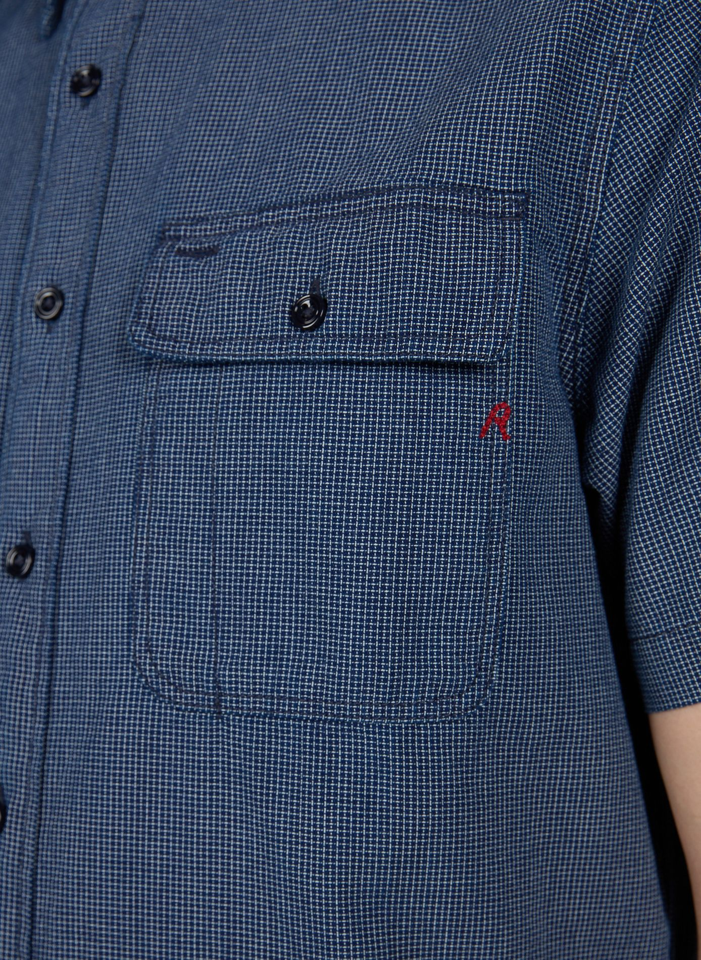 Short-sleeved cotton check shirt REPLAY Blue