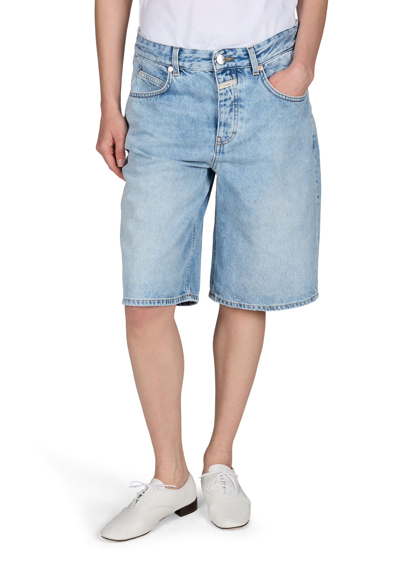 Straight Bermuda shorts in cotton denim and recycled cotton CLOSED Blue