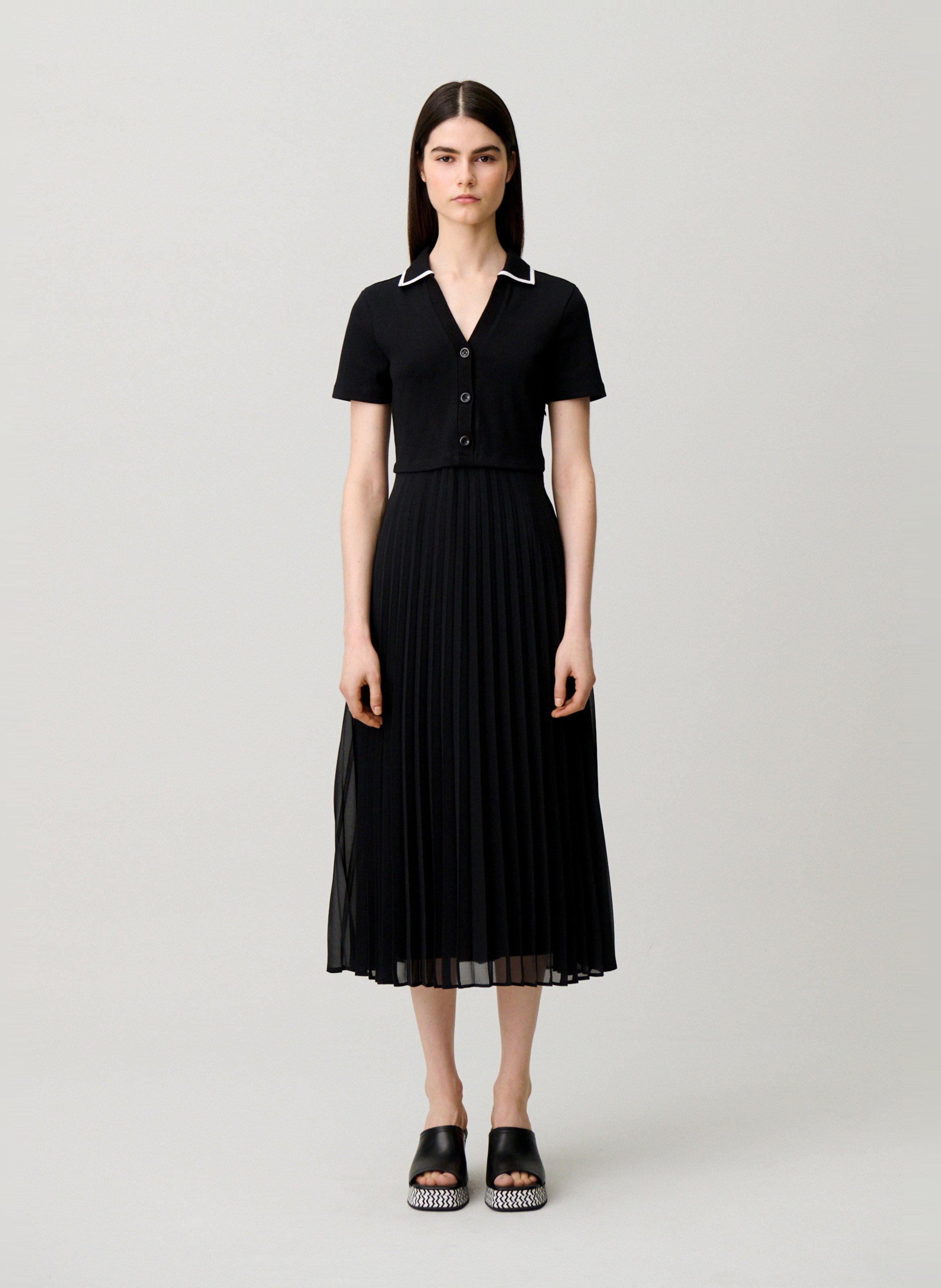 Robe longue col classique en maille CLAUDIE PIERLOT Noir