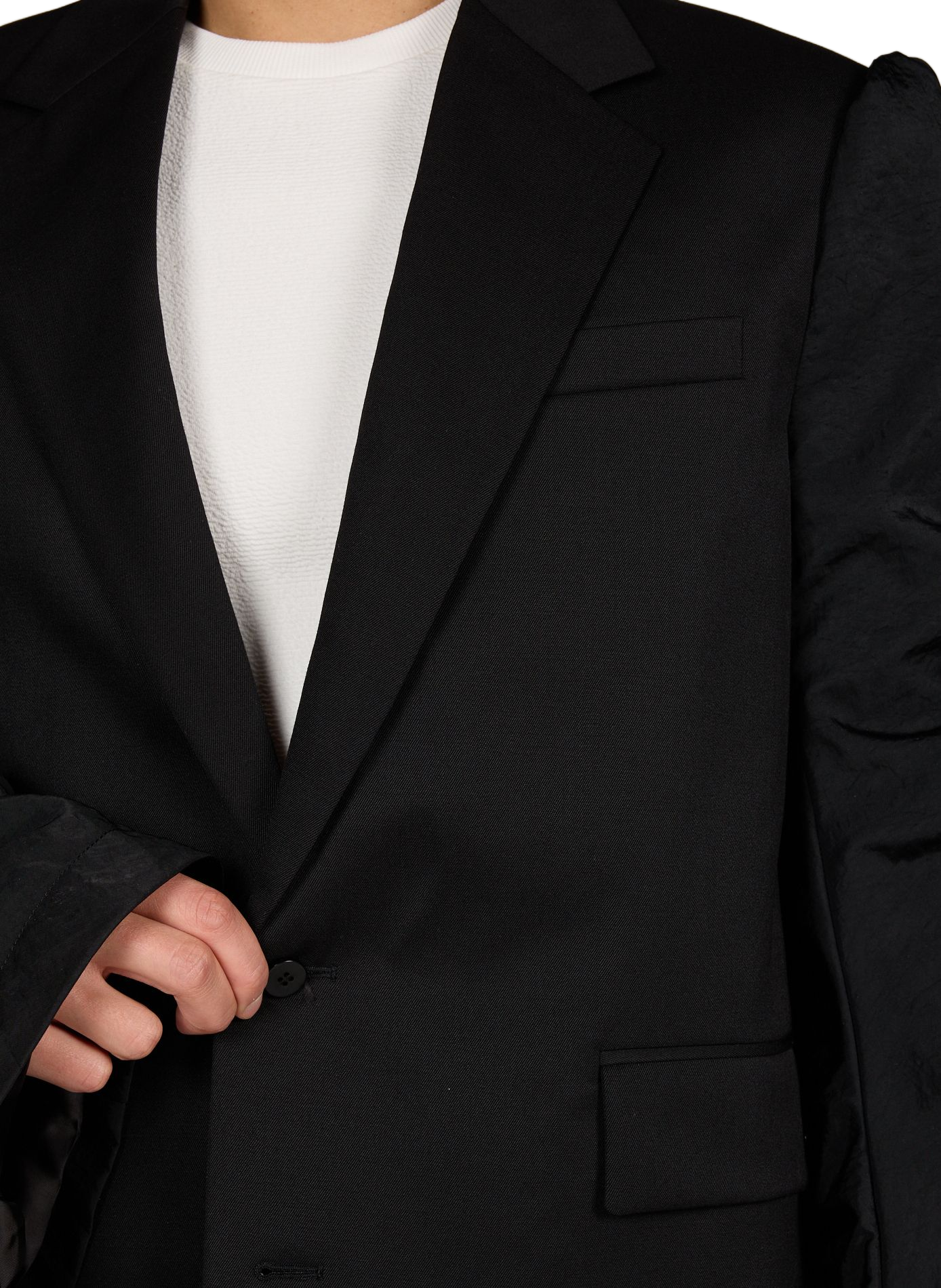 Straight wool blazer with gathered sleeves SEAN SUEN Black