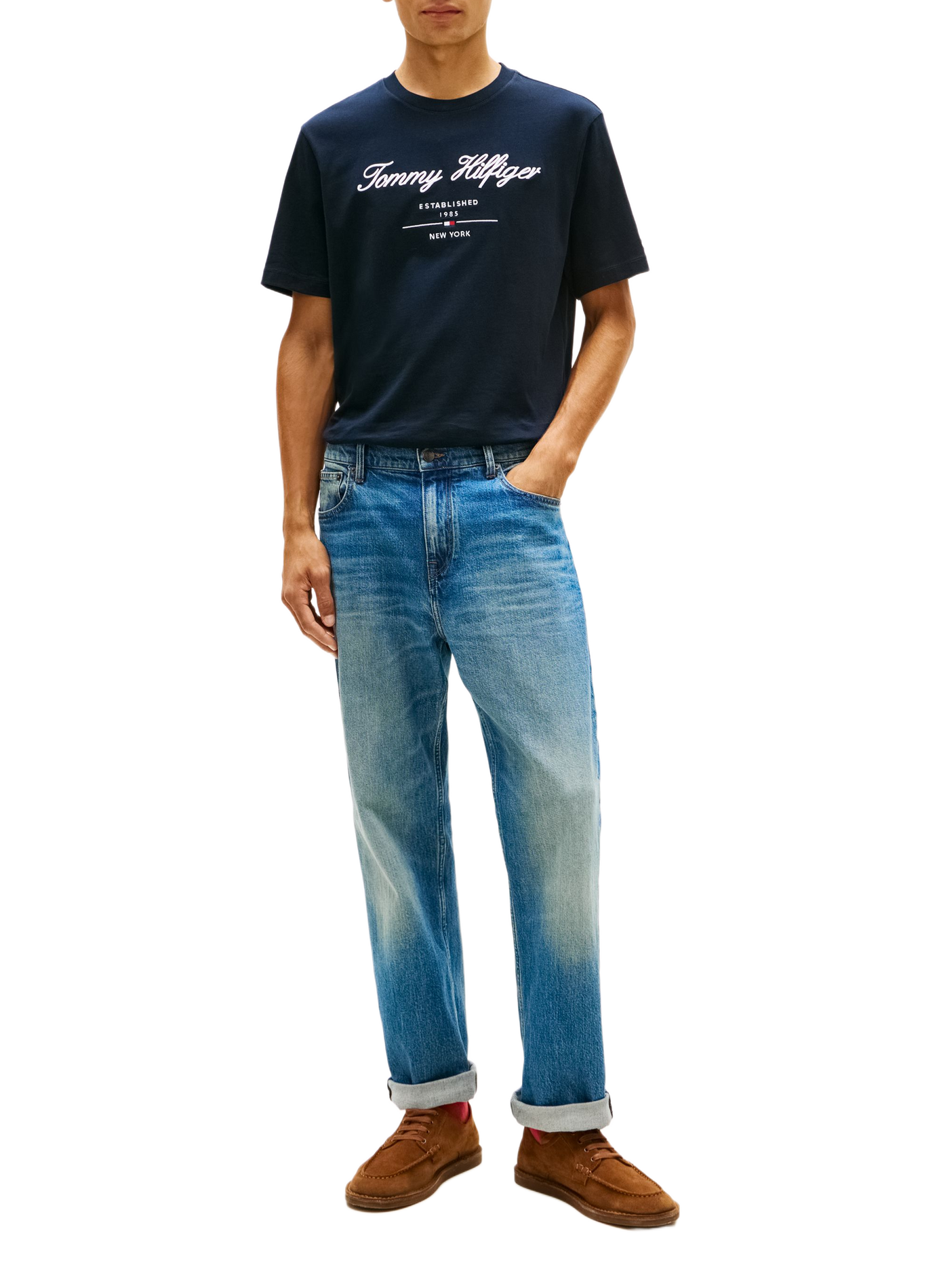 Short-sleeve t-shirt with embroidered logo TOMMY HILFIGER Blue