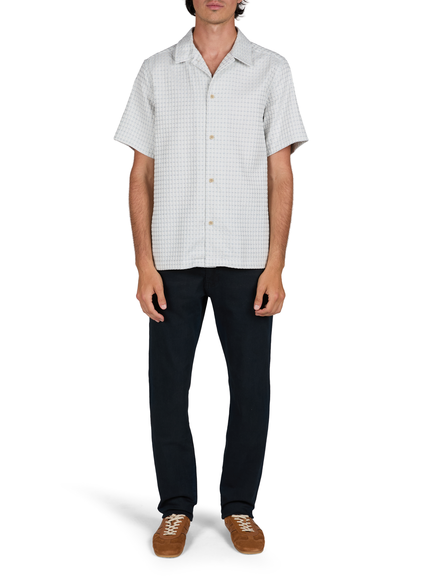 Straight jacquard cotton shirt LES DEUX White