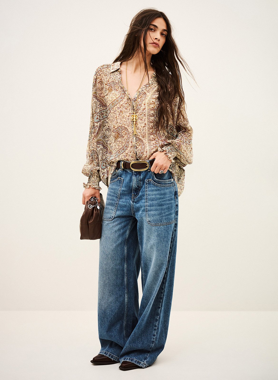 Chemise fluide boutonnée imprimée cleo BA&SH Bleu