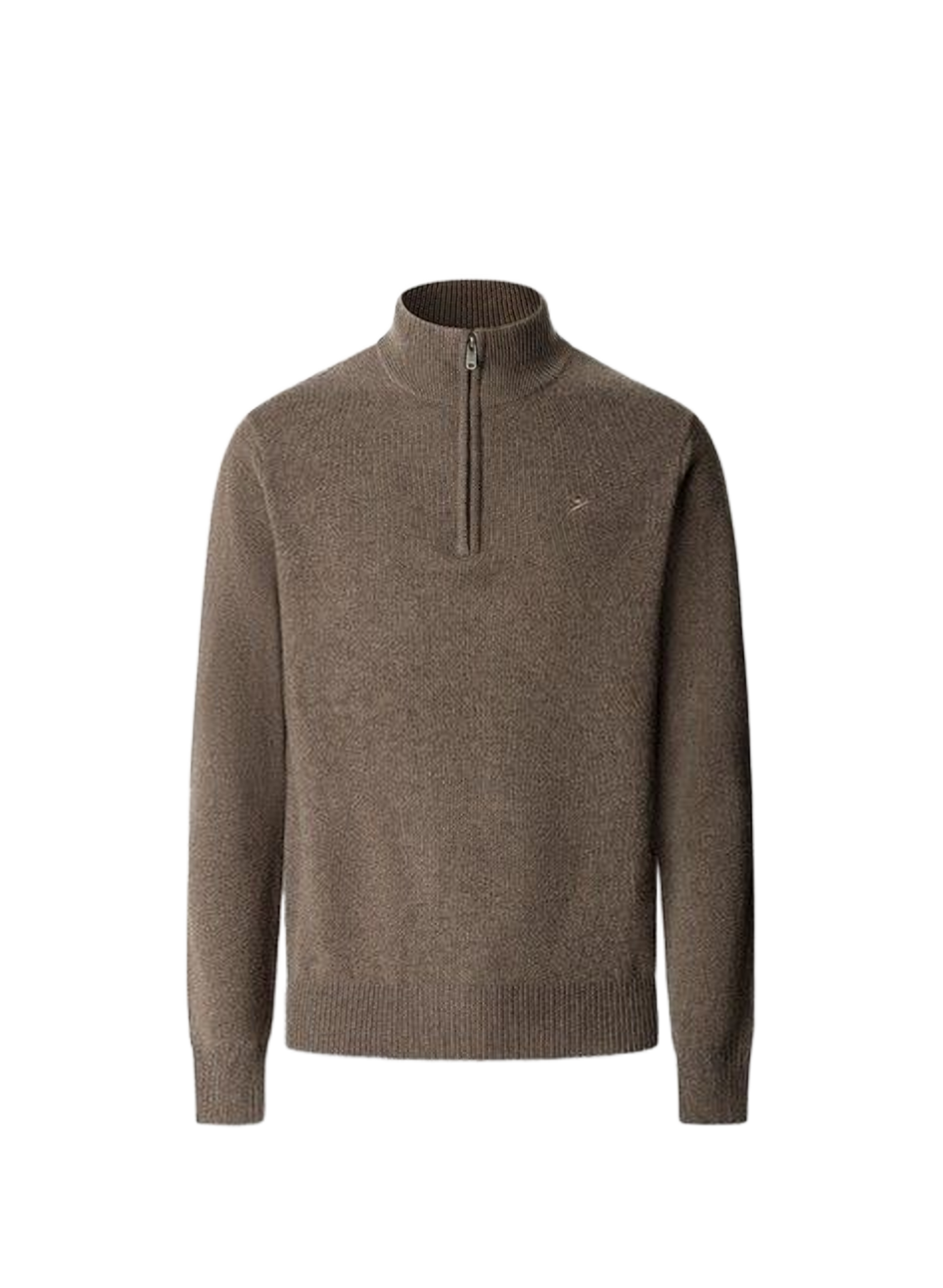 Gerader Pullover aus Wolle mit Stehkragen und Reißverschluss HACKETT Beige