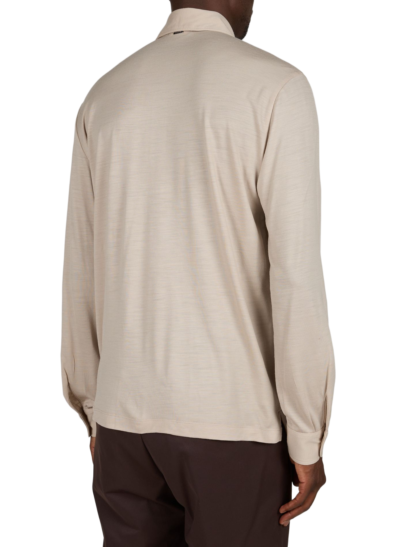Feine einfarbige Woll-Polohemd HERNO Beige