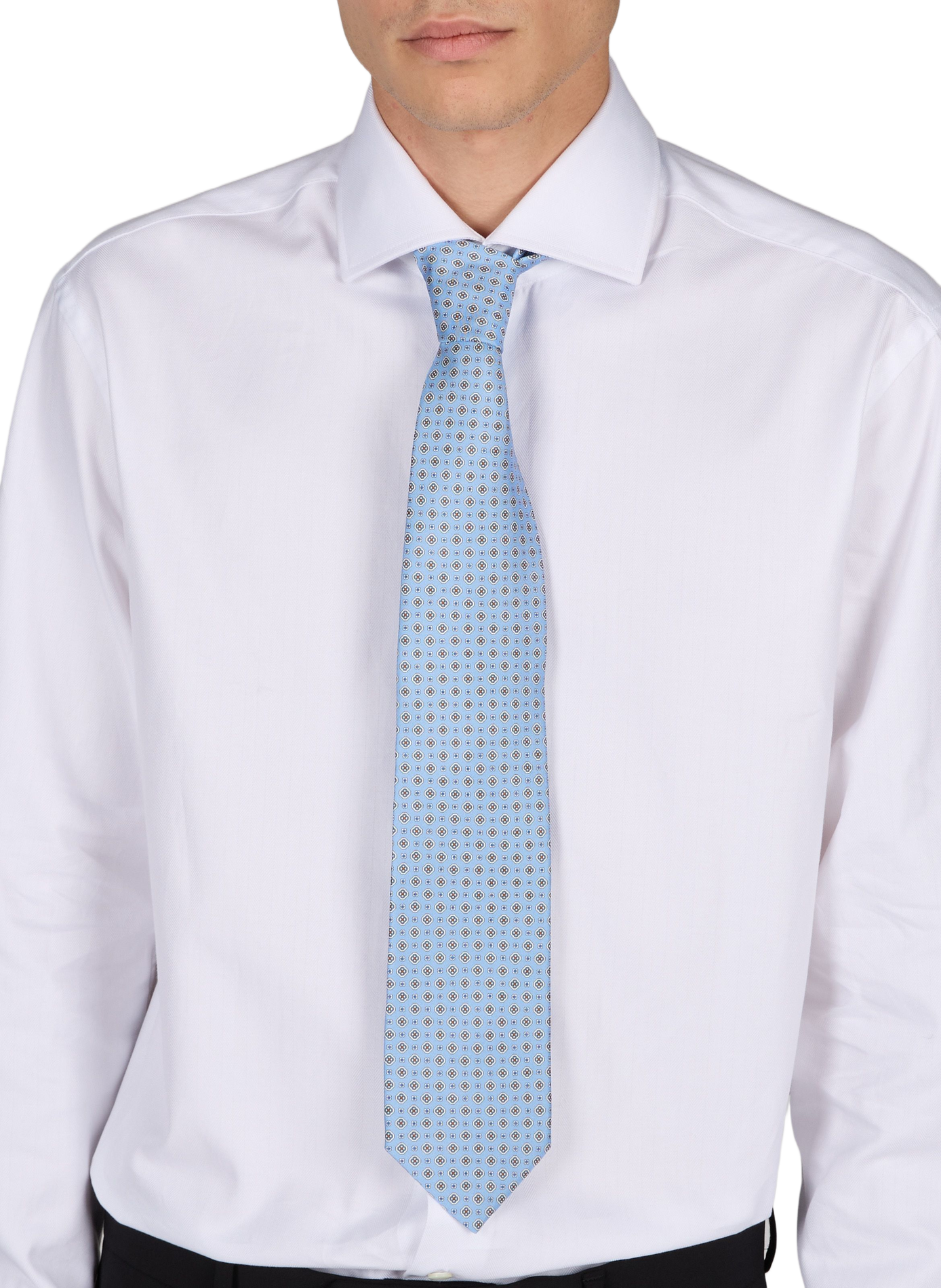 Printed silk tie ETON Blue