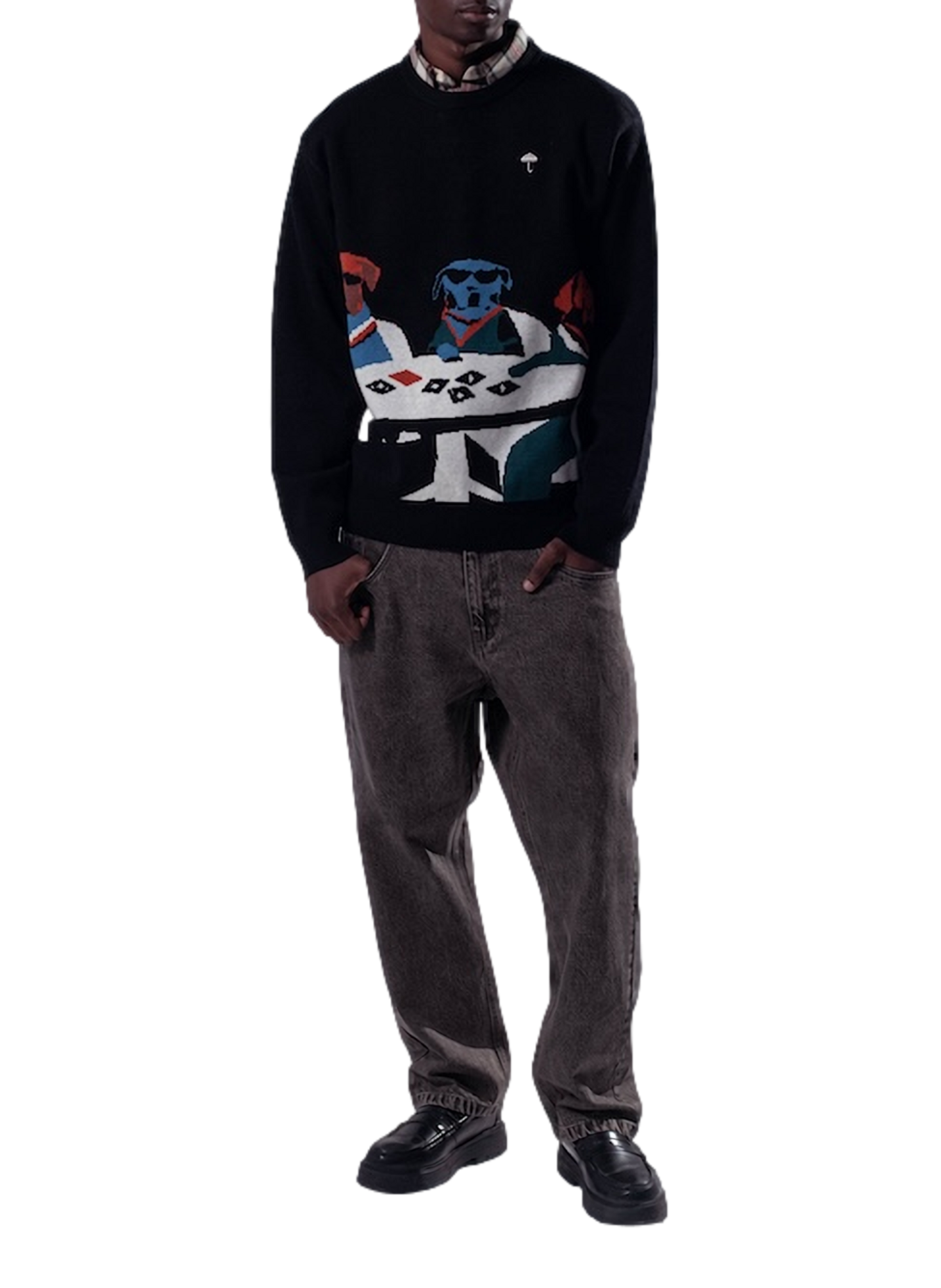 Gerade geschnittener Pullover mit Rundhalsausschnitt und Print HELAS CAPS Schwarz