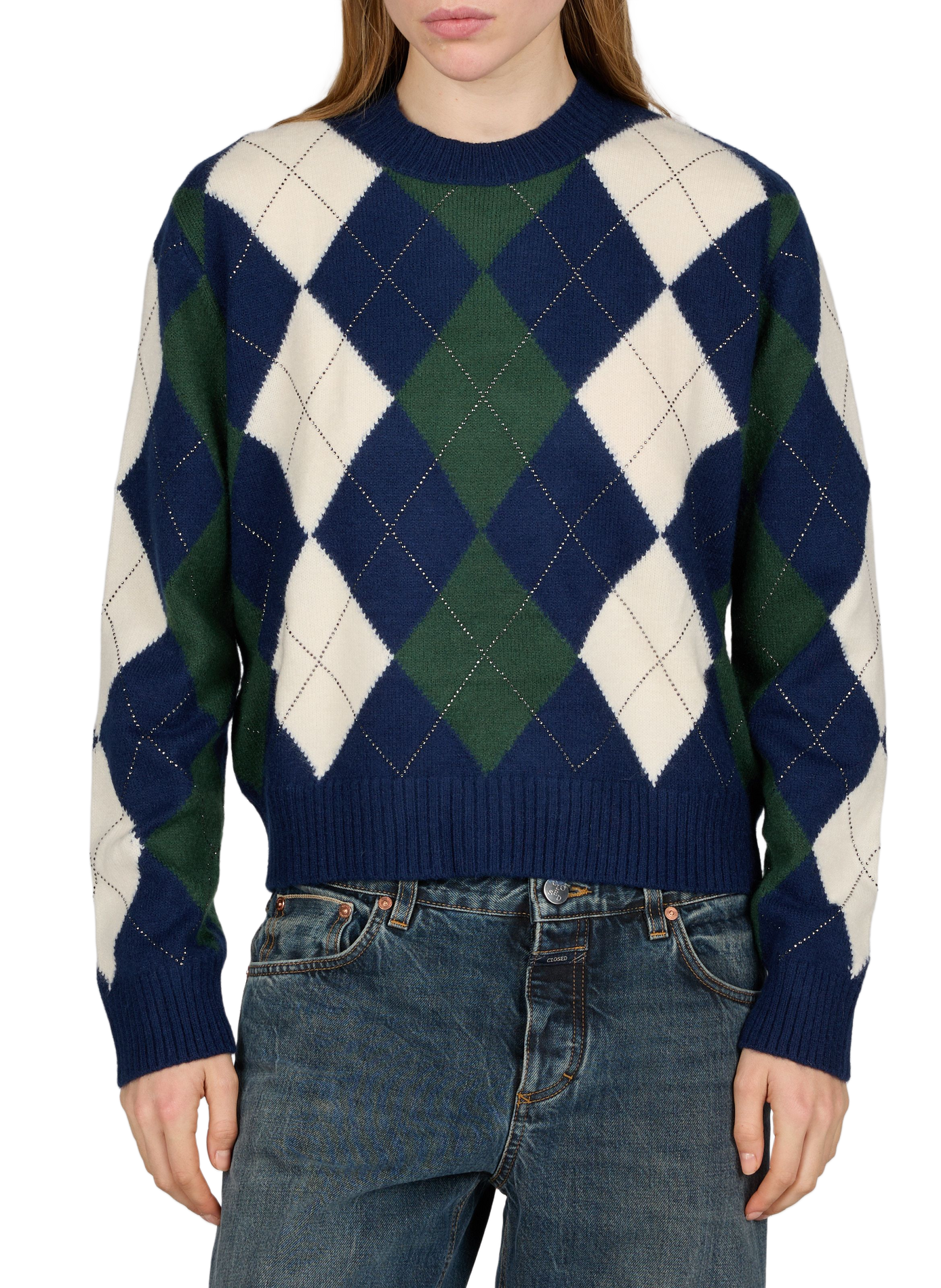 Gracie patterned sweater with rhinestones GUESS Blue