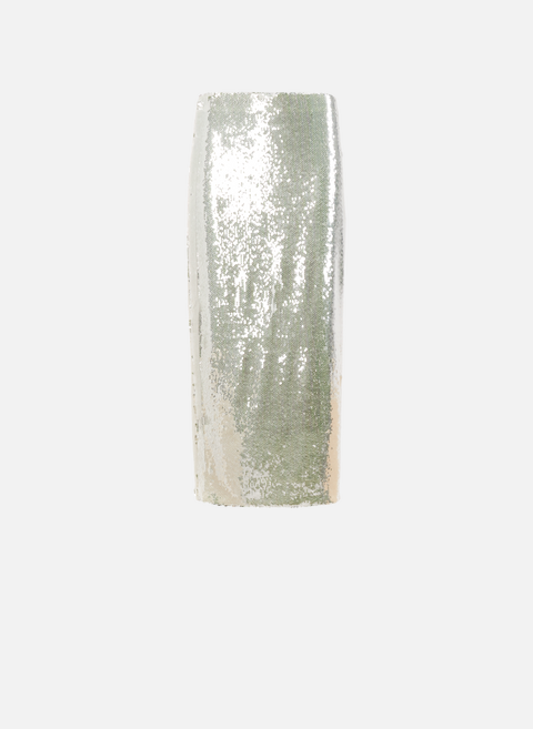 Long sequinned pencil skirt SilverROTATE 