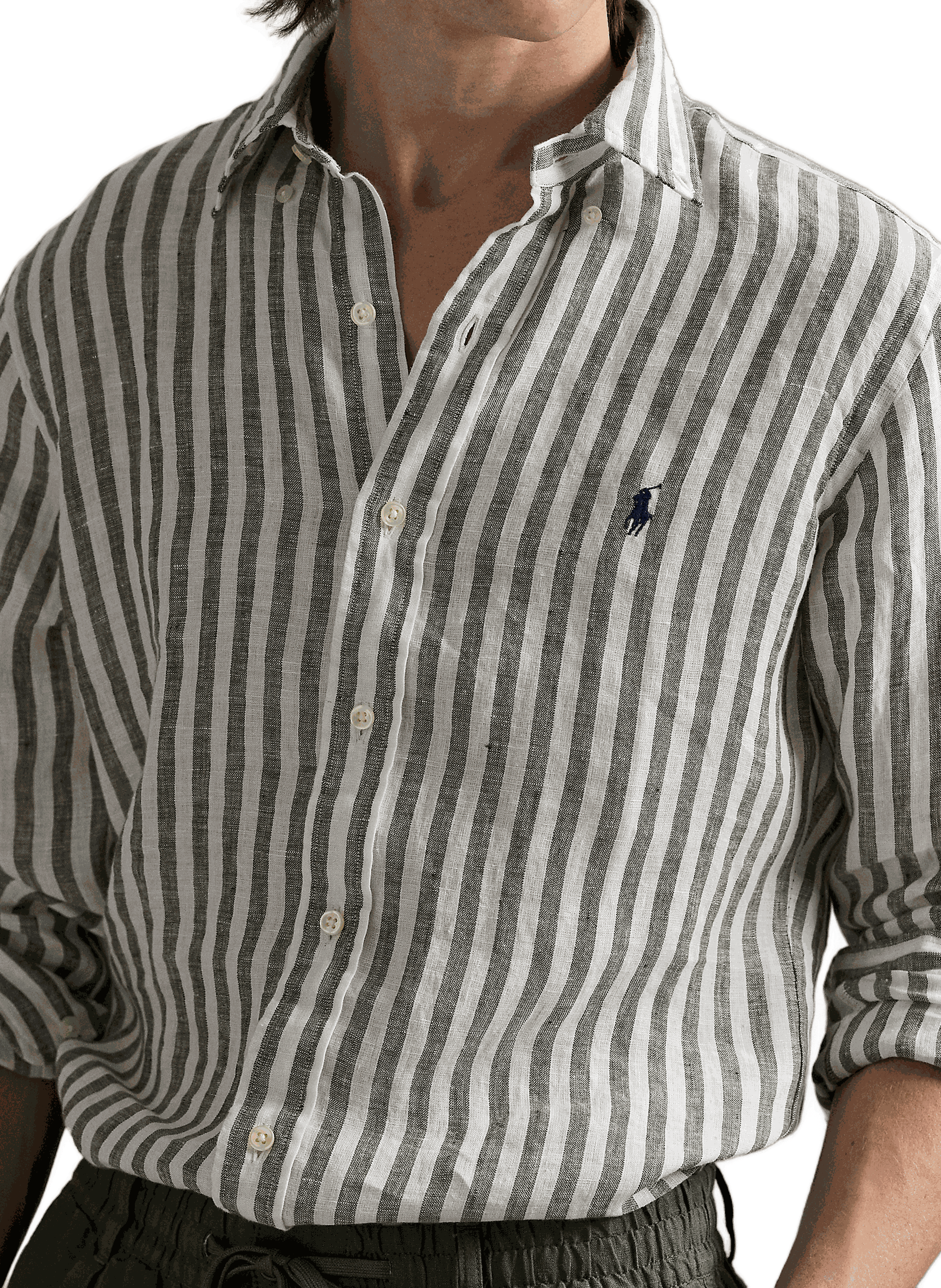 Striped linen shirt POLO RALPH LAUREN Green