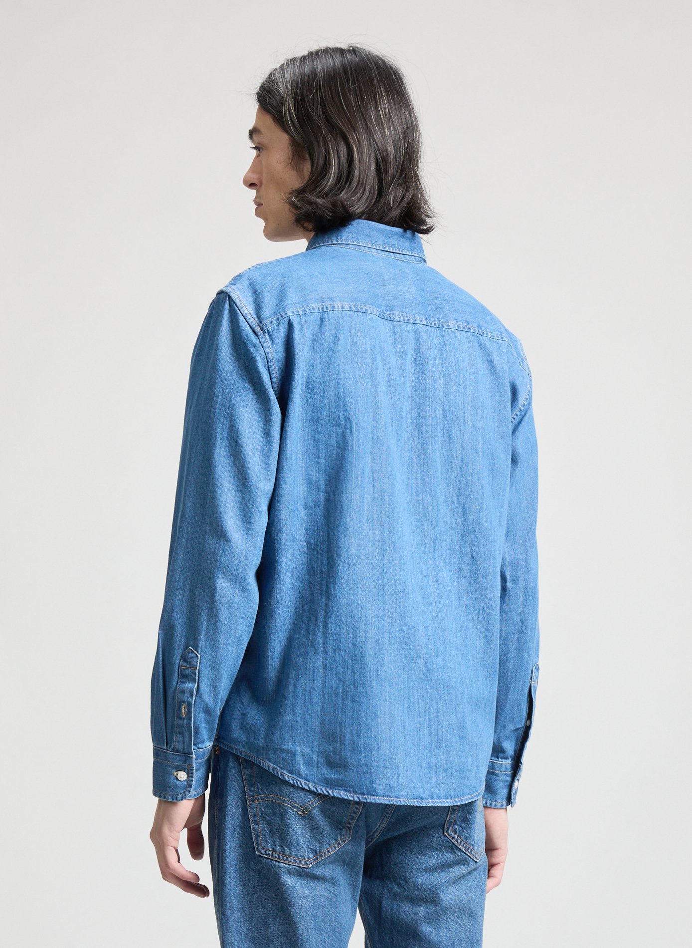 Chemise denim en coton  Bleu