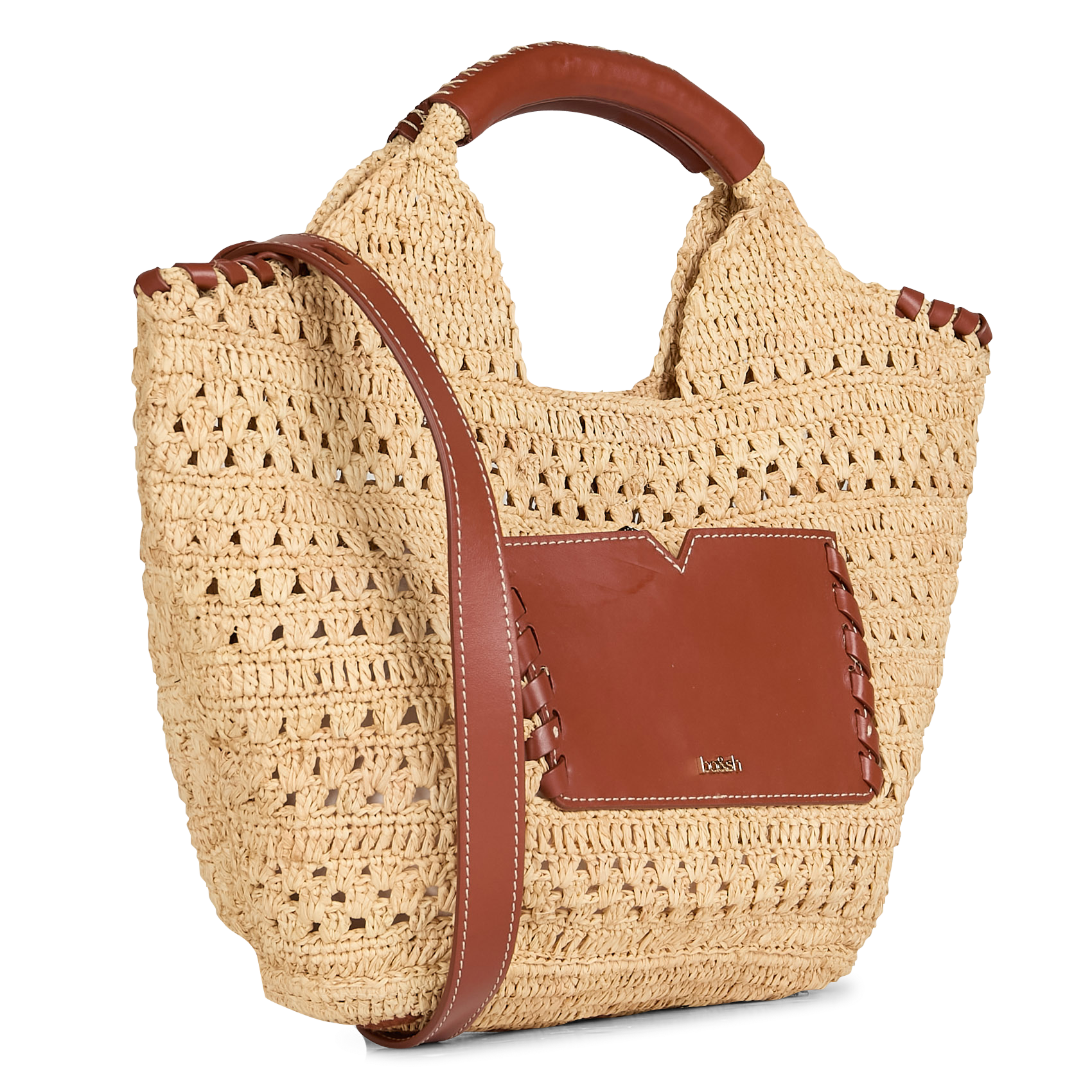 Sac cabas en raphia ara BA&SH Marron