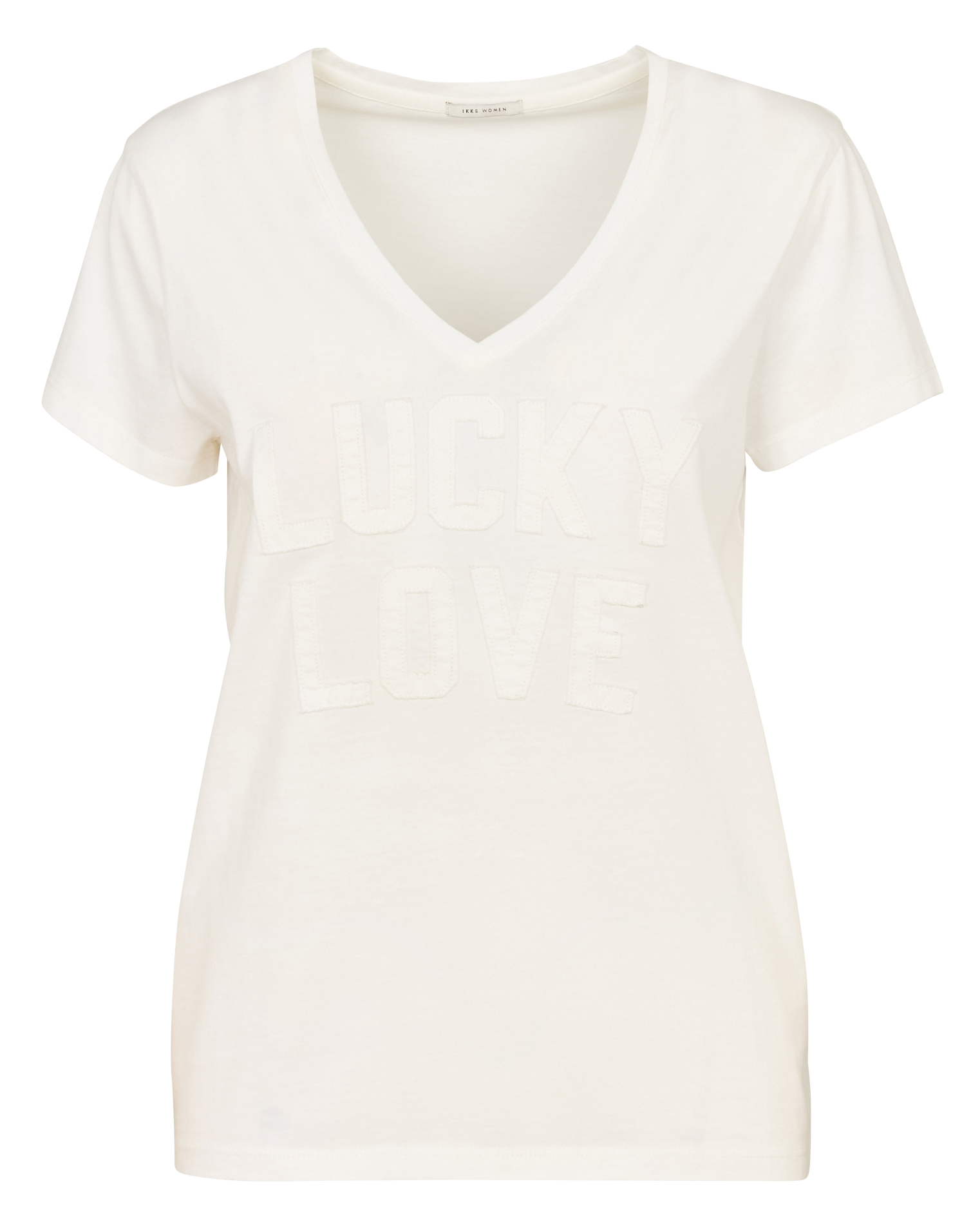 Tee-shirt col v en coton IKKS Blanc