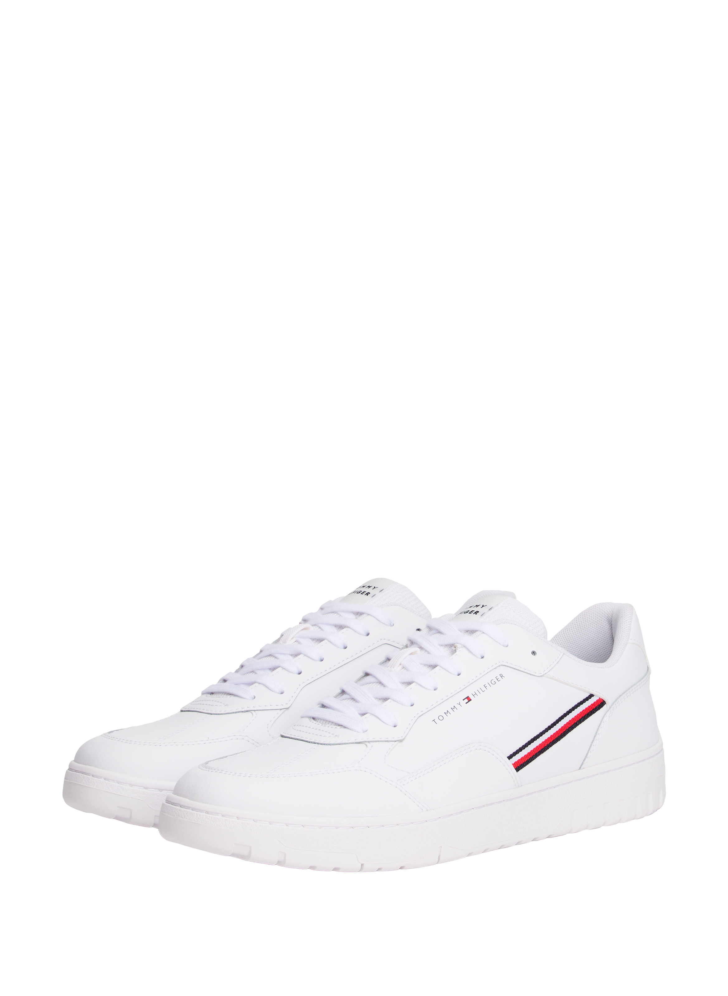 Grooved leather basketball shoes TOMMY HILFIGER White