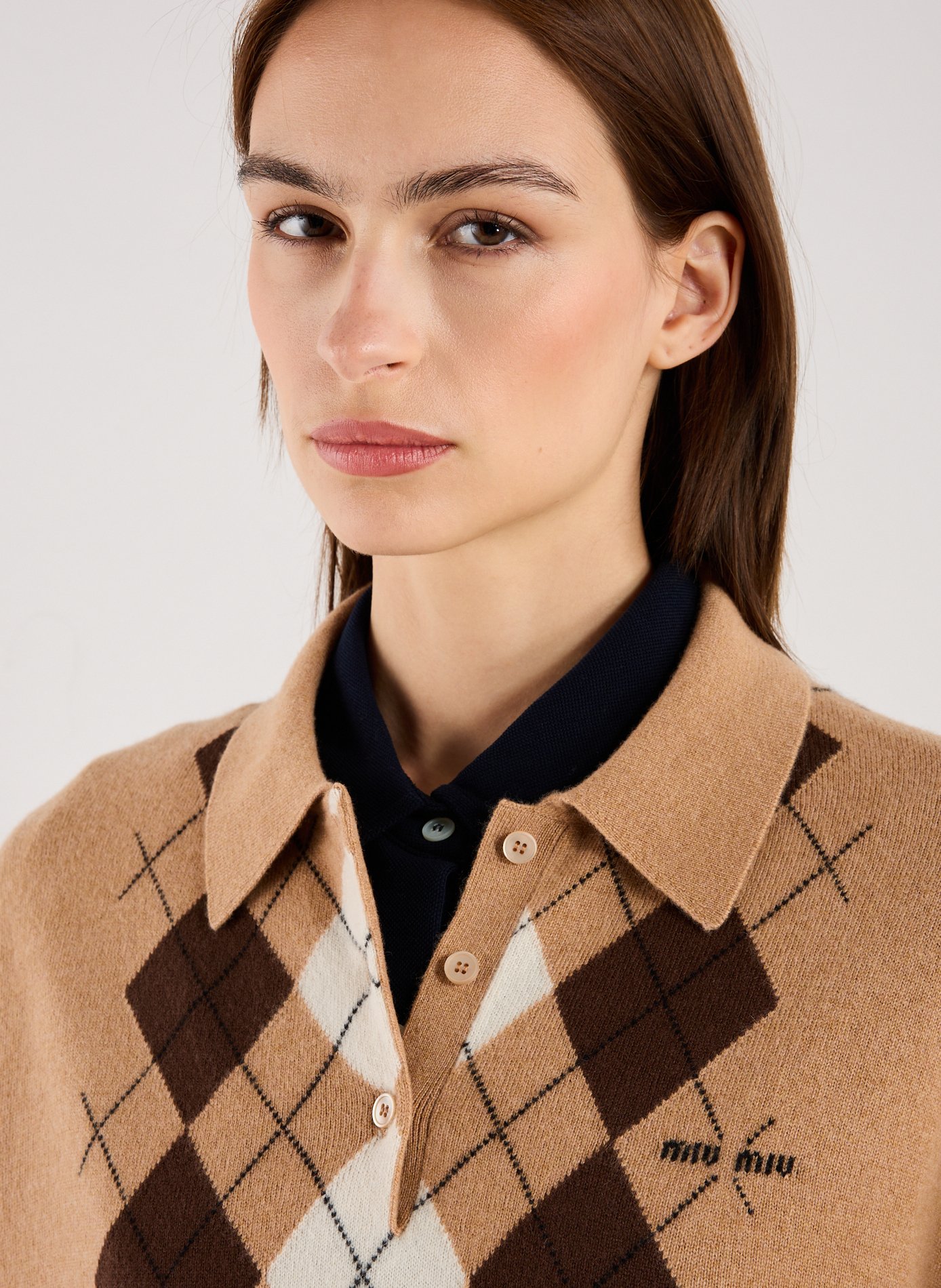 Pull polo en cachemire MIU MIU Multicolore