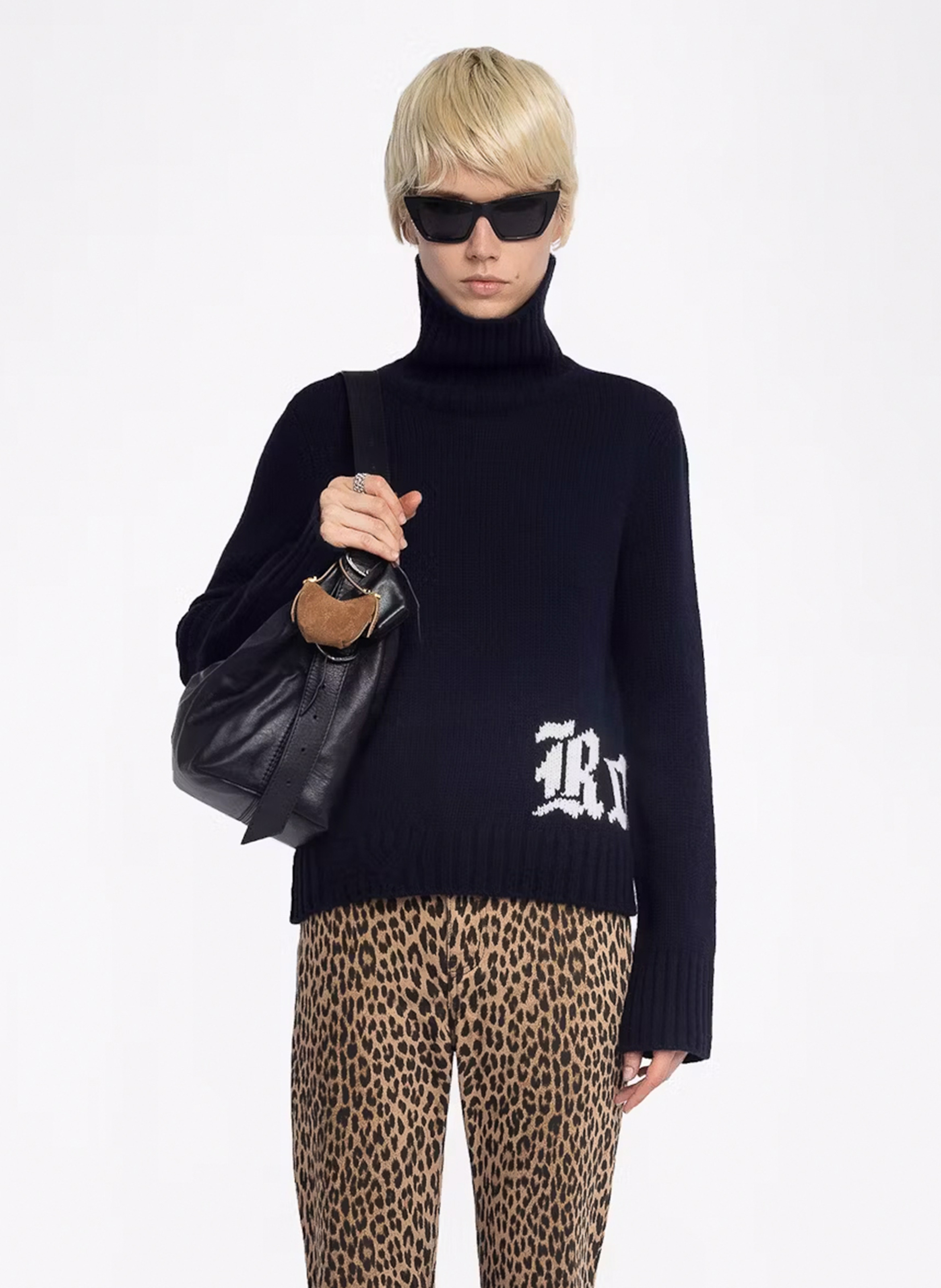 Pull col montant uni avec inscription en laine nalma ZADIG&VOLTAIRE Bleu