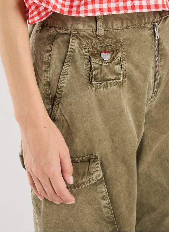 Cargo délavé en coton | Kaki by GANNI Cargo délavé en coton Kaki