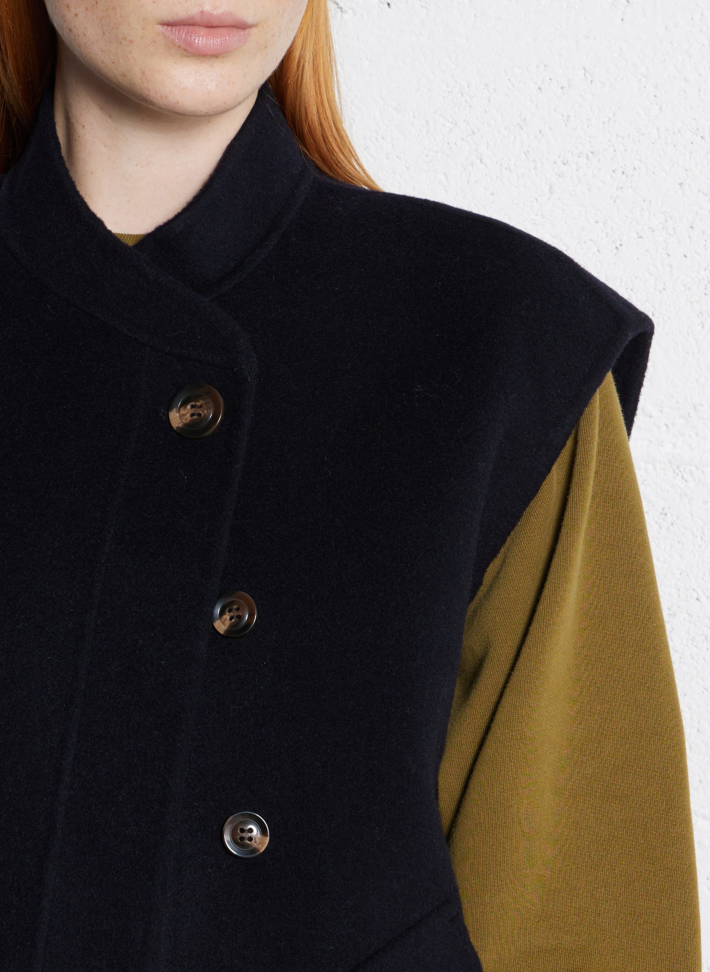 Blouson court sans manches en laine mélangée adeline SOEUR Bleu