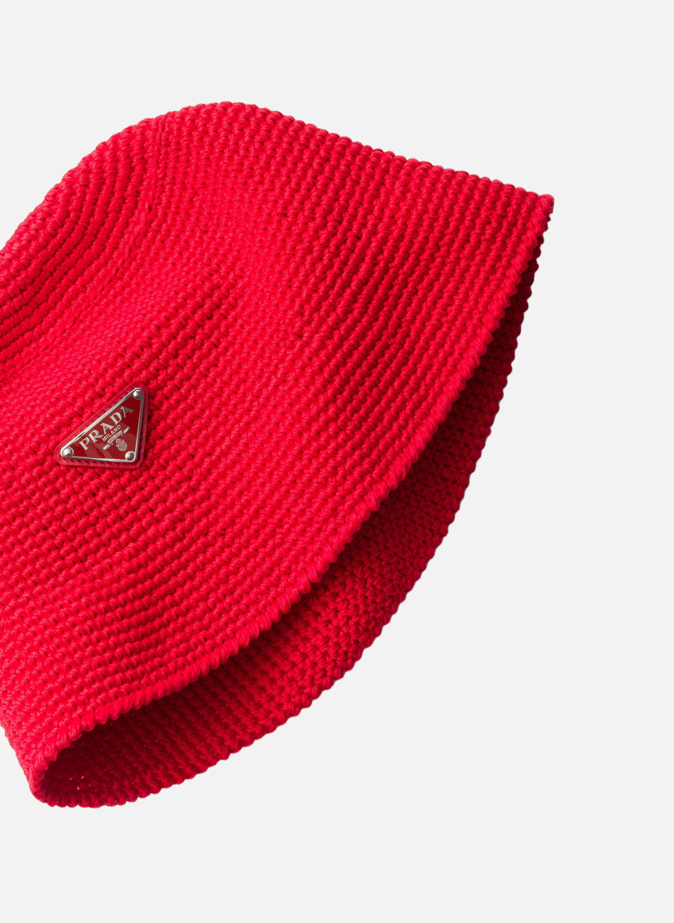 Chapeau bob en crochet PRADA Rouge