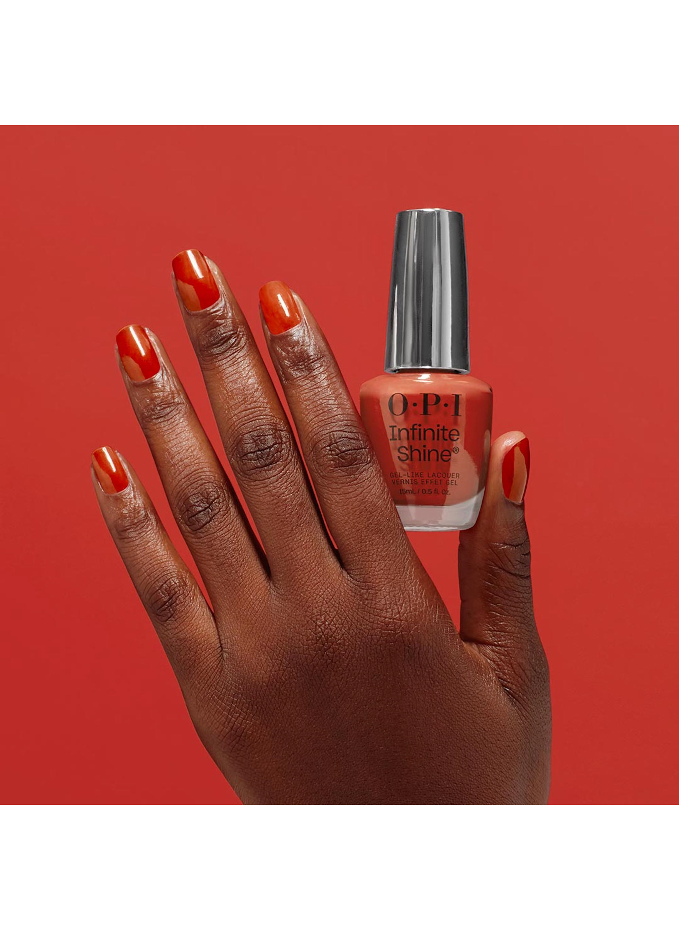 Full of Glambition
Infinite Shine
Long-lasting gel effect nail polish OPI Orange