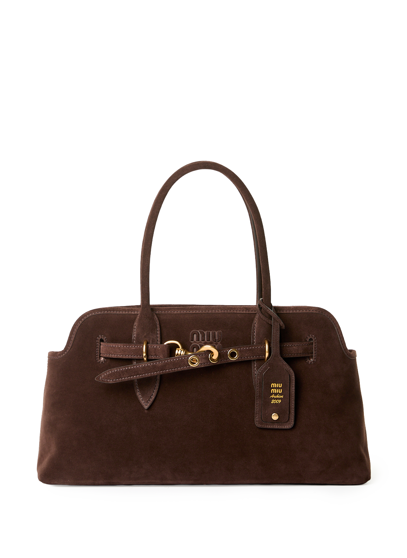 MIU MIU Sac cabas Aventure en cuir suédé Marron