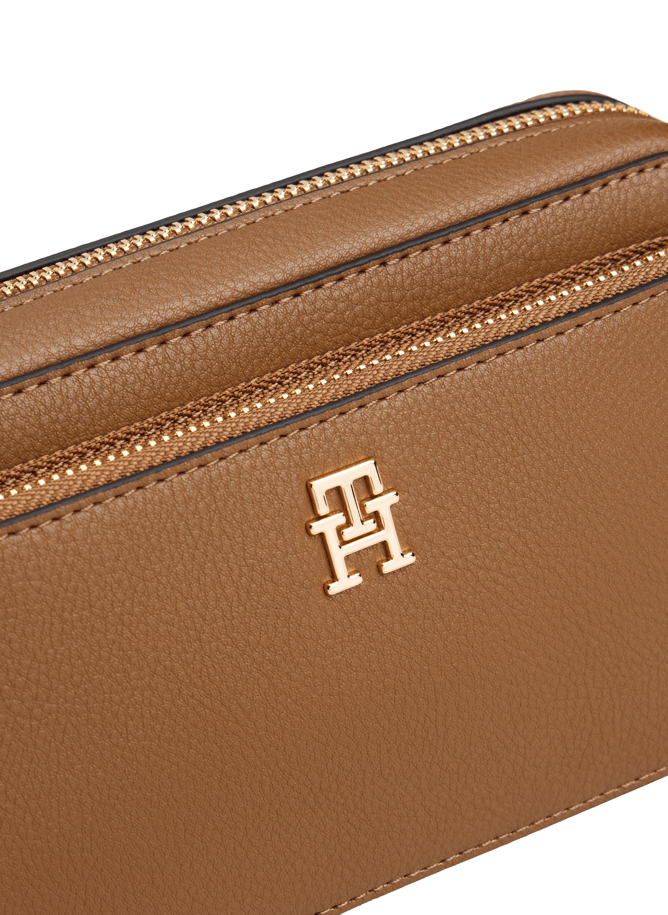 Shoulder bag in faux leather with logo TOMMY HILFIGER Brown