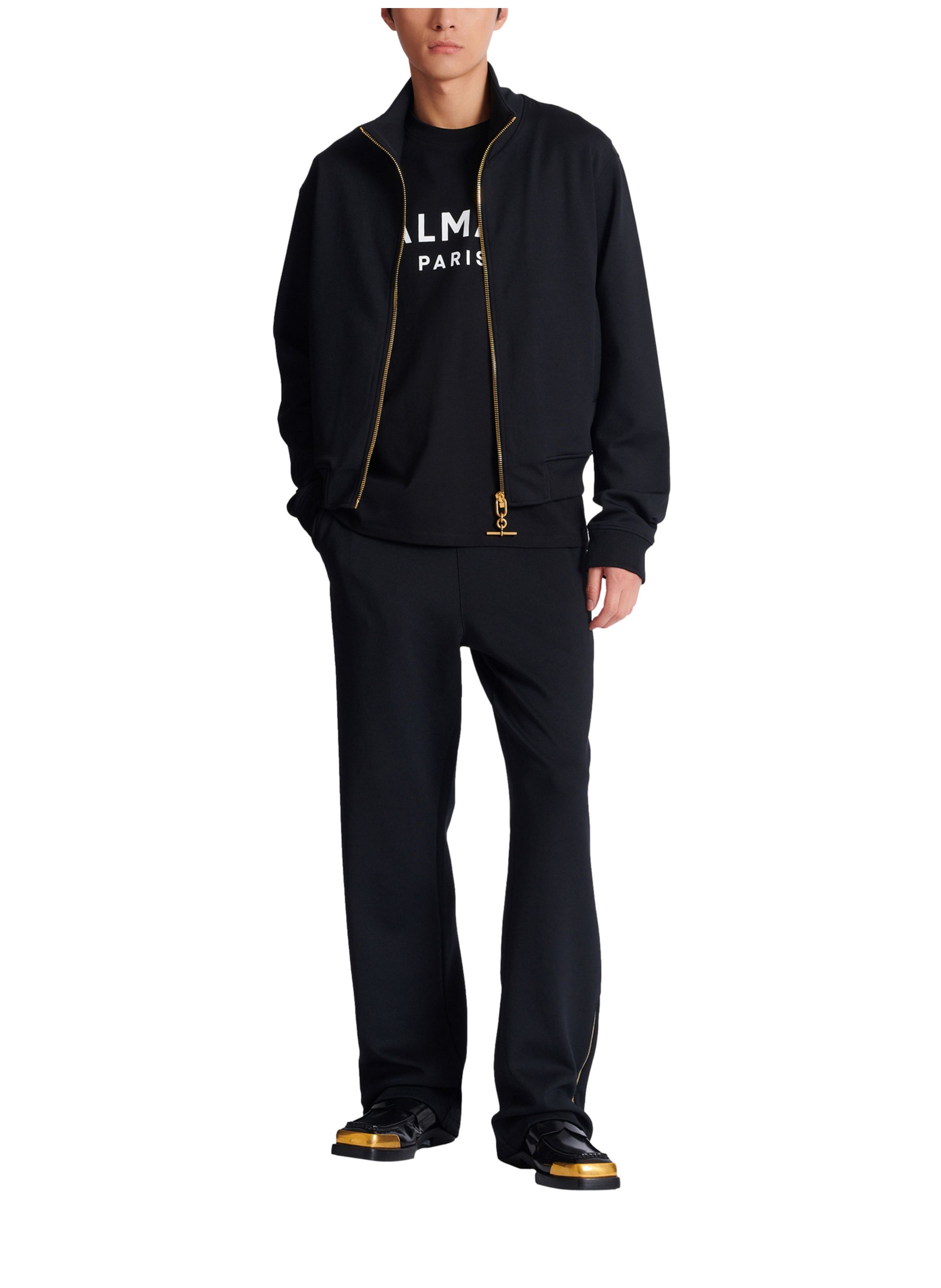 T-shirt en coton à imprimé BALMAIN Noir