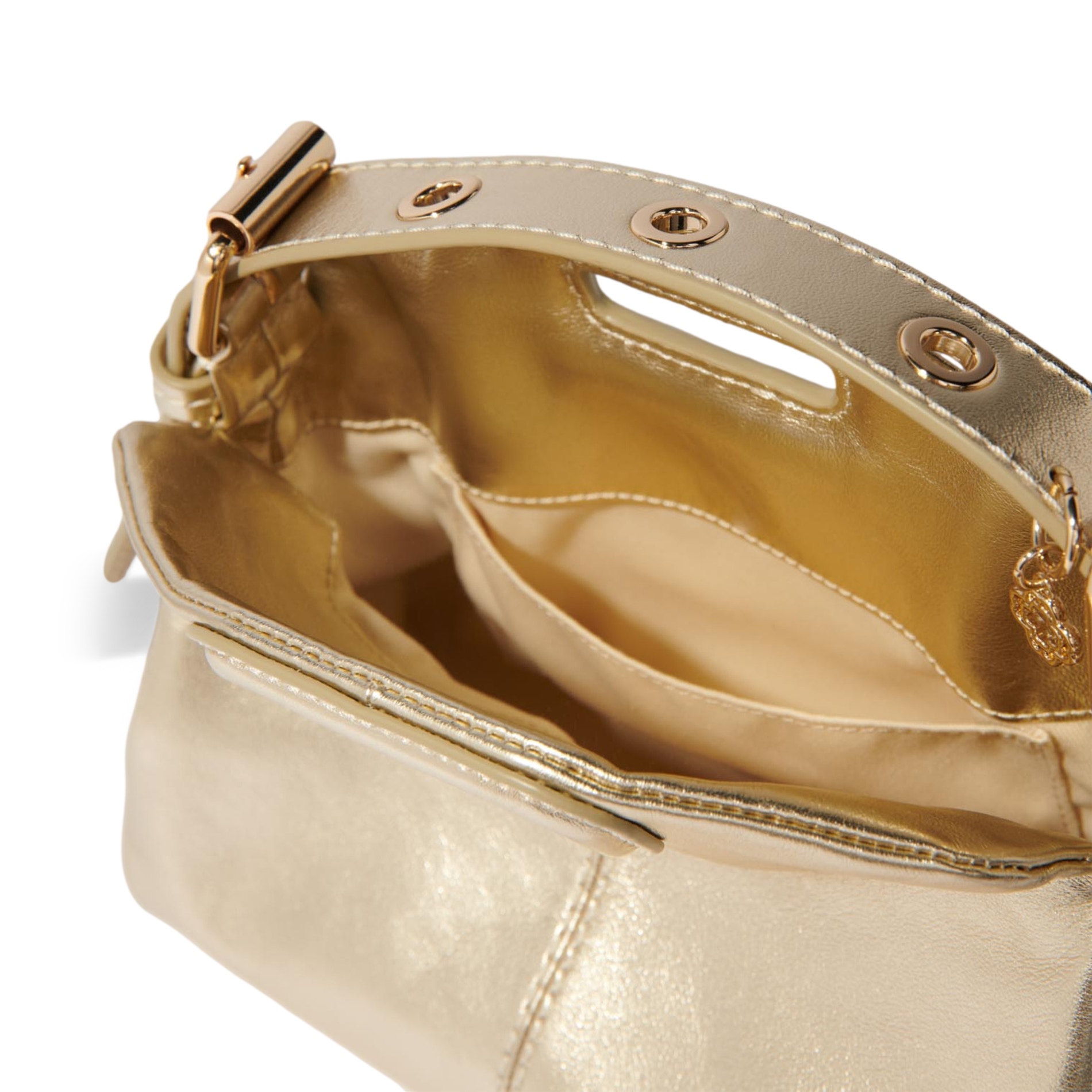 Sac bandoulière en cuir lisse miss m mini MAJE Doré